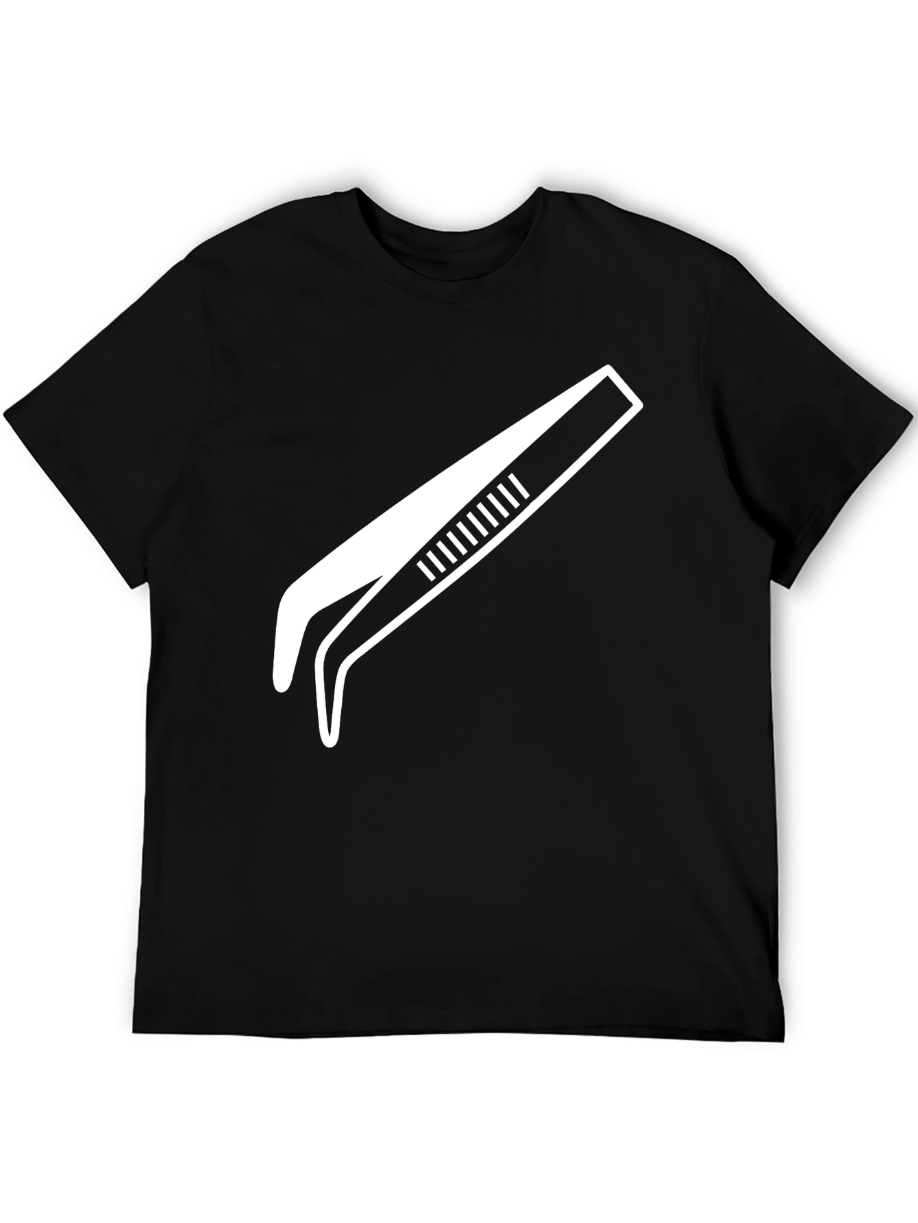 Black Cool Tweezers Graphic Tee - Black Cotton T-Shirt view 5