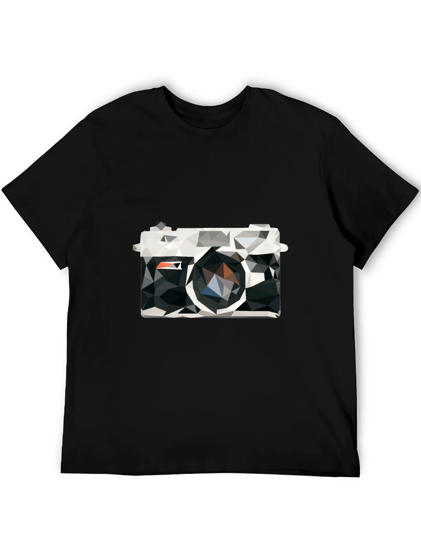 Black Geometric Camera Print Black T-Shirt view 5