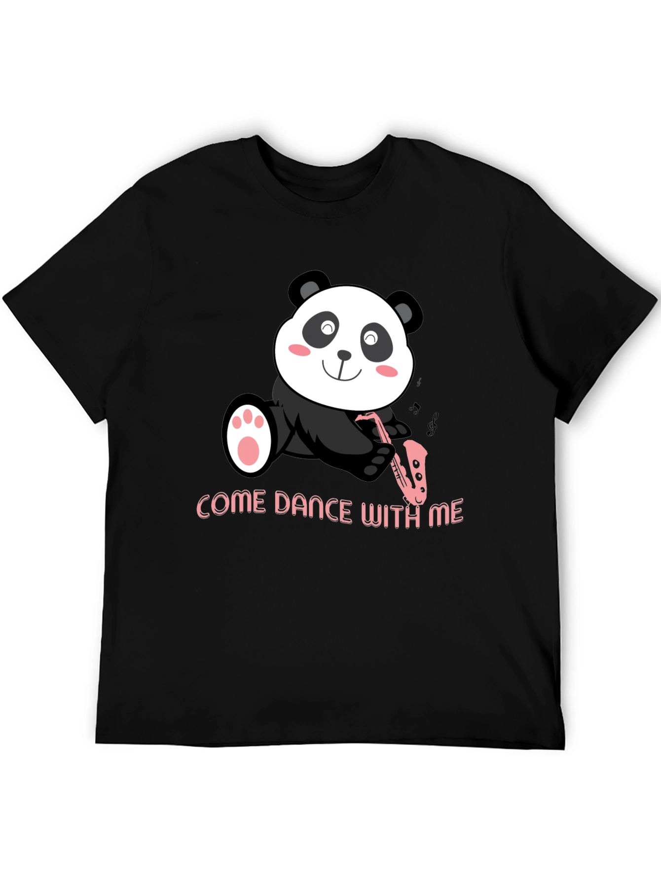 Black Panda Sax T-Shirt - "Come Dance With Me" Black Cotton Tee view 5