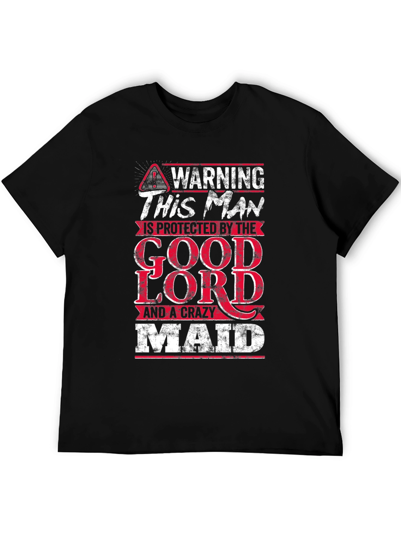 Black Warning This Man Is Protected T-Shirt view 5