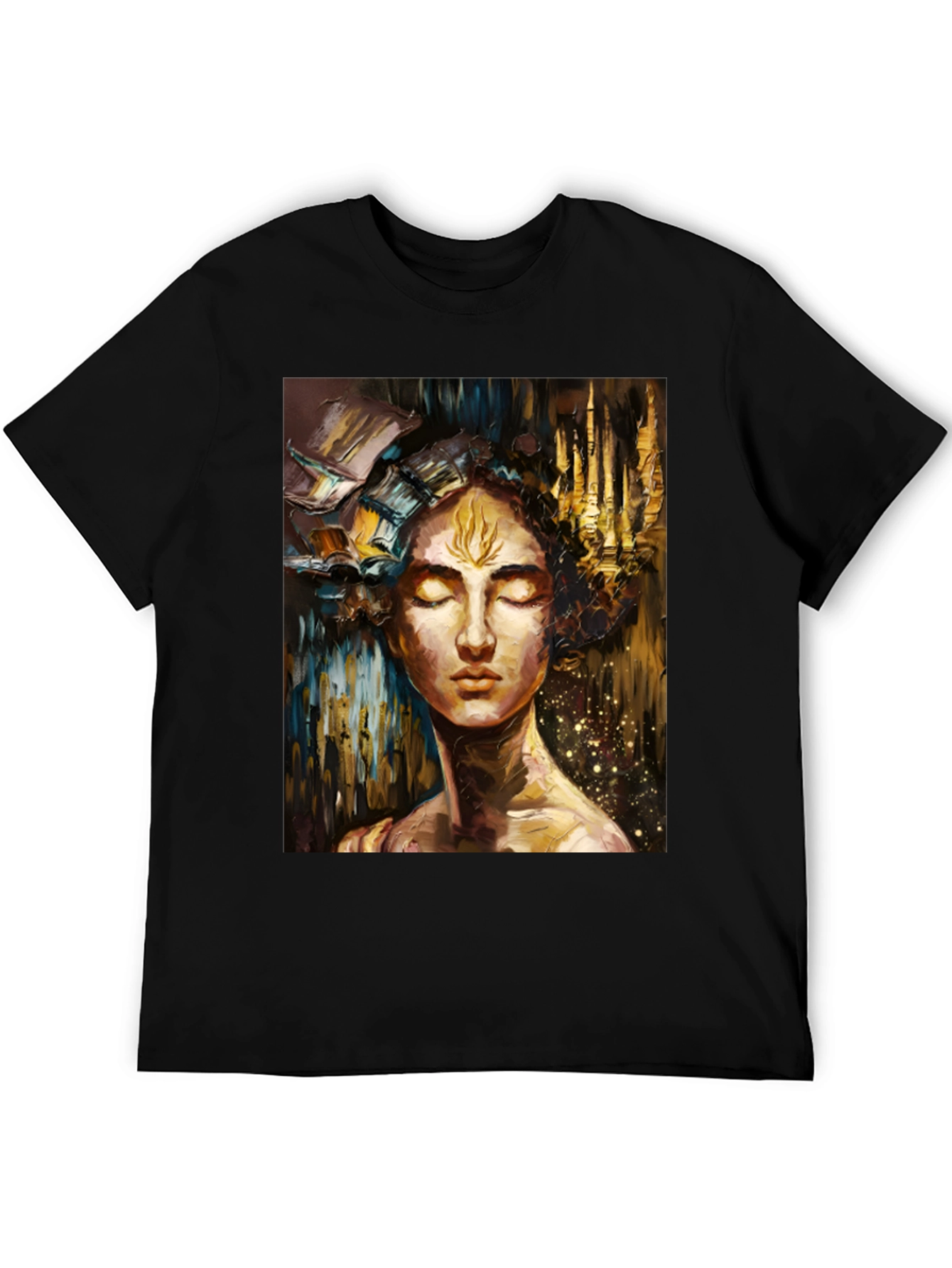 Black Abstract Art Print Black Unisex T-Shirt view 5