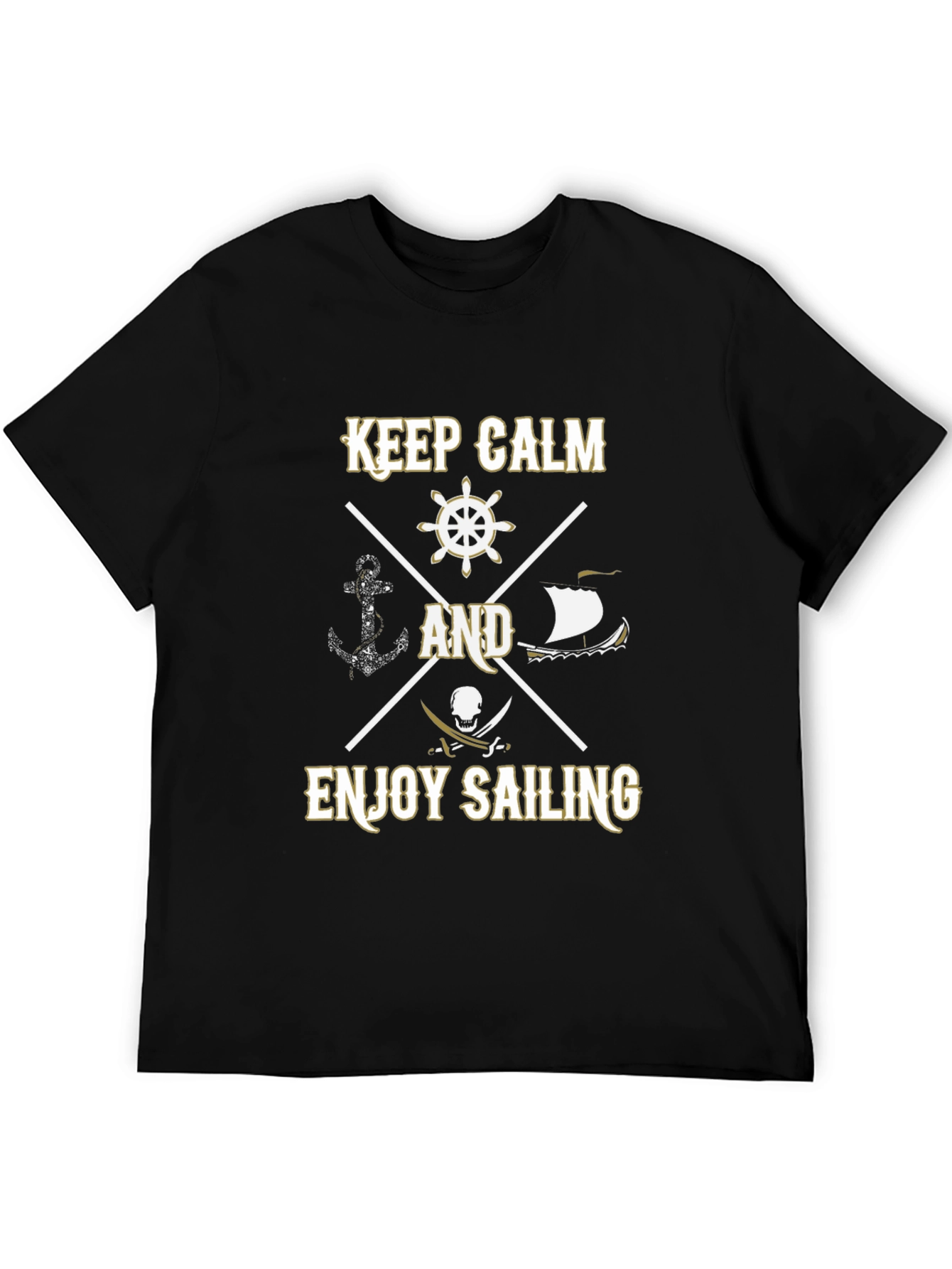 Black Keep Calm and Enjoy Sailing Men's T-shirt view 5