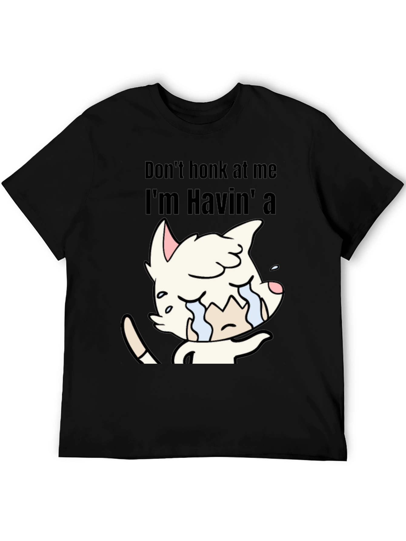 Black Don't Honk At Me Crying Cat T-Shirt view 5