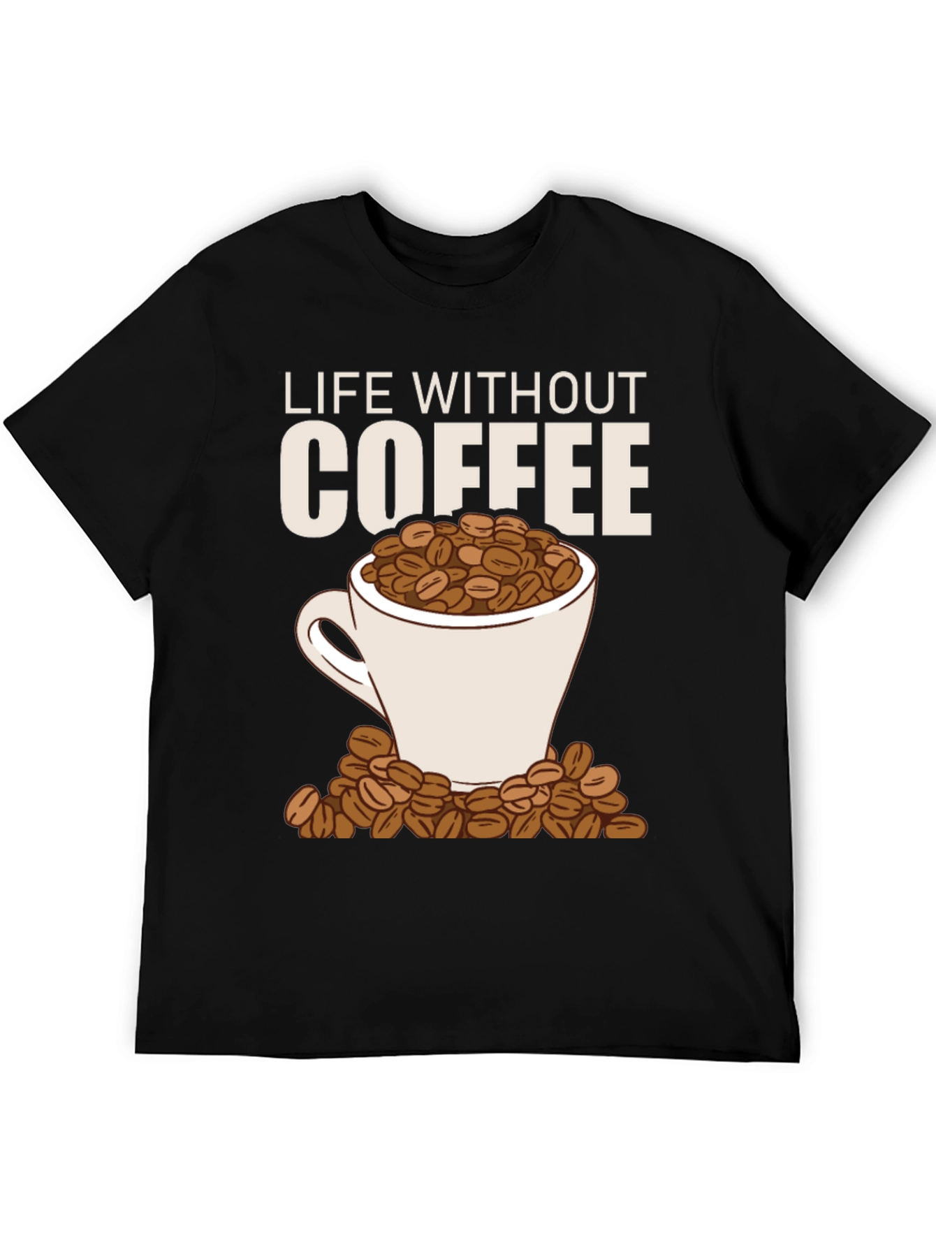 Black Life Without Coffee Graphic Tee - Funny Caffeine Lover Shirt view 5