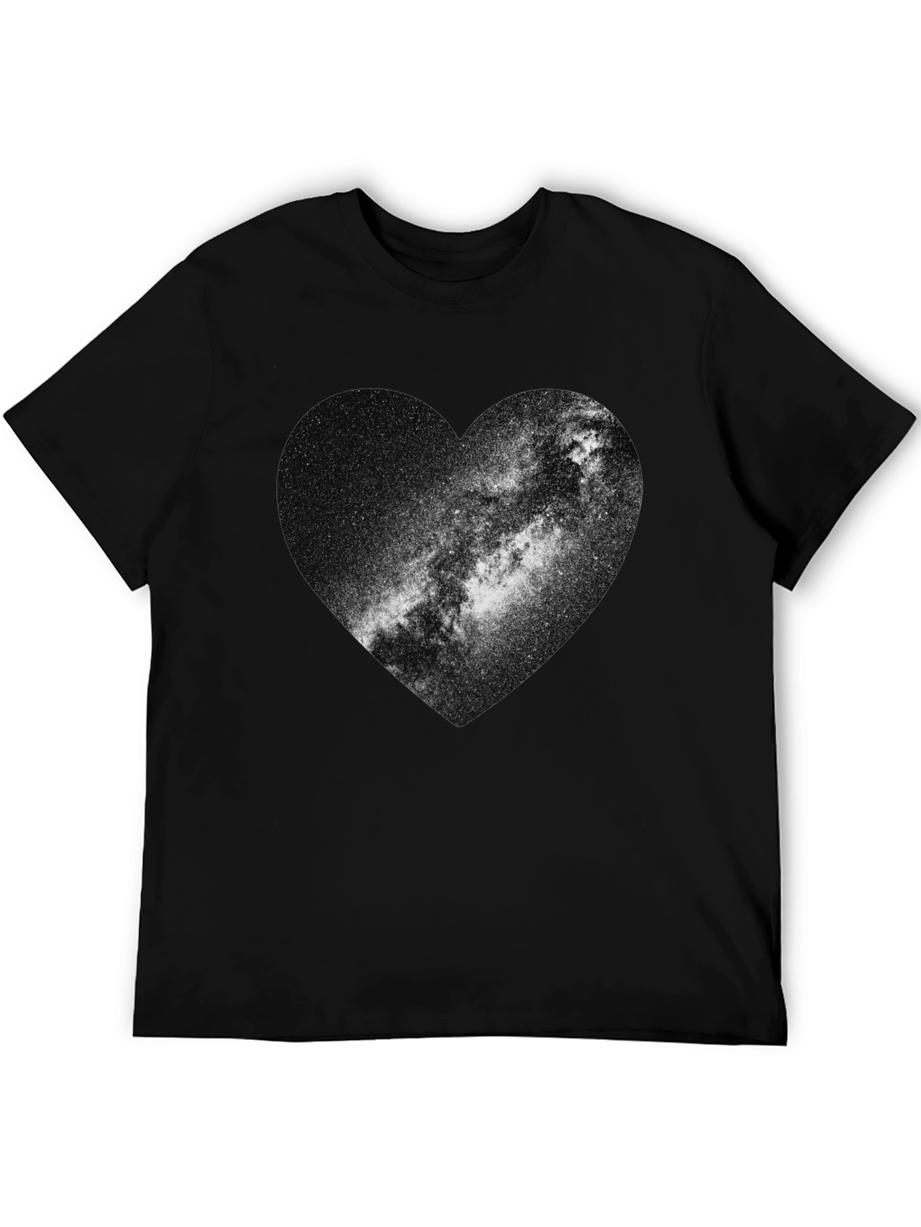 Black Galaxy Heart Graphic Tee - Stylish Black Cotton T-Shirt view 5