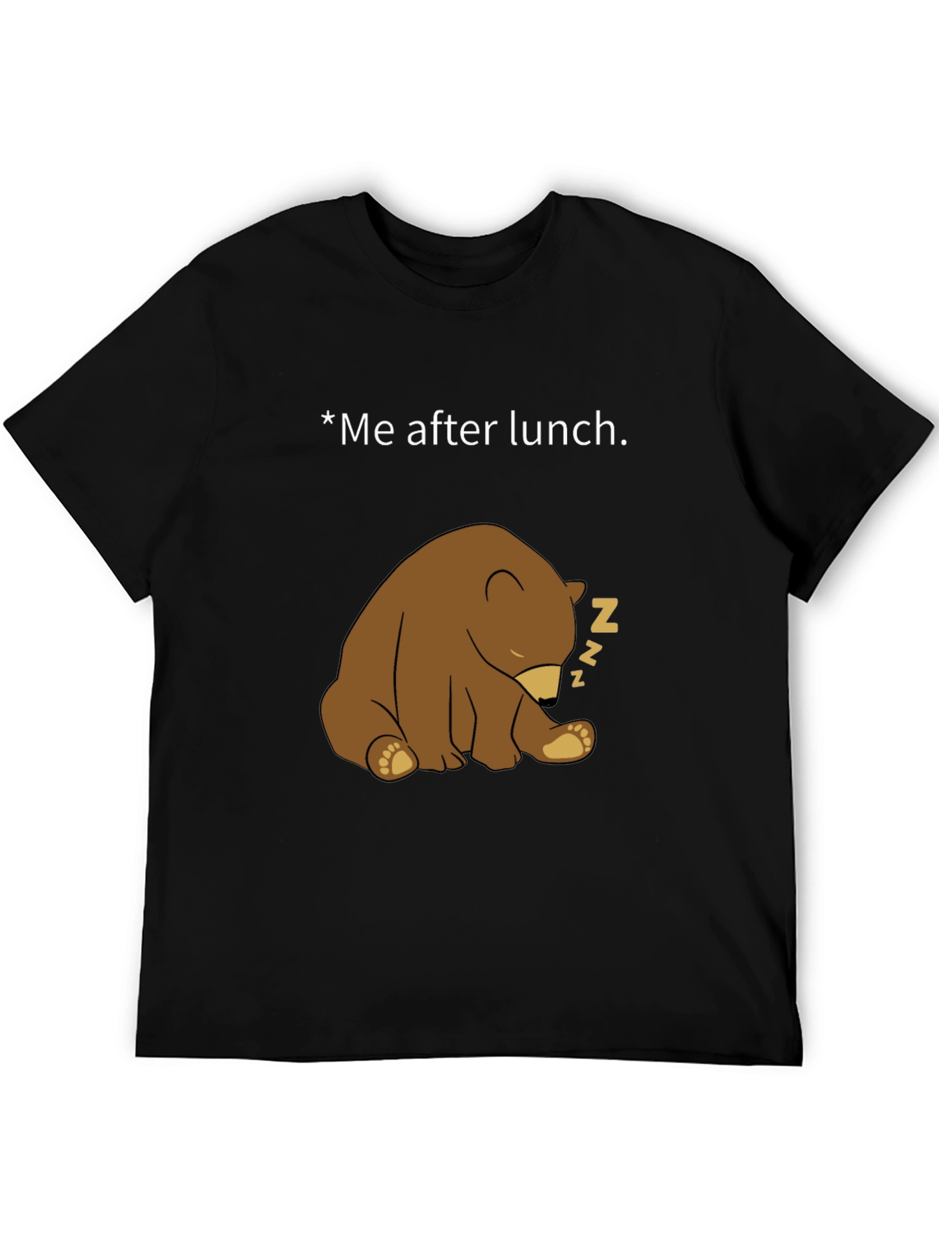 Black Funny Sleeping Bear Graphic Tee - Me After Lunch view 5