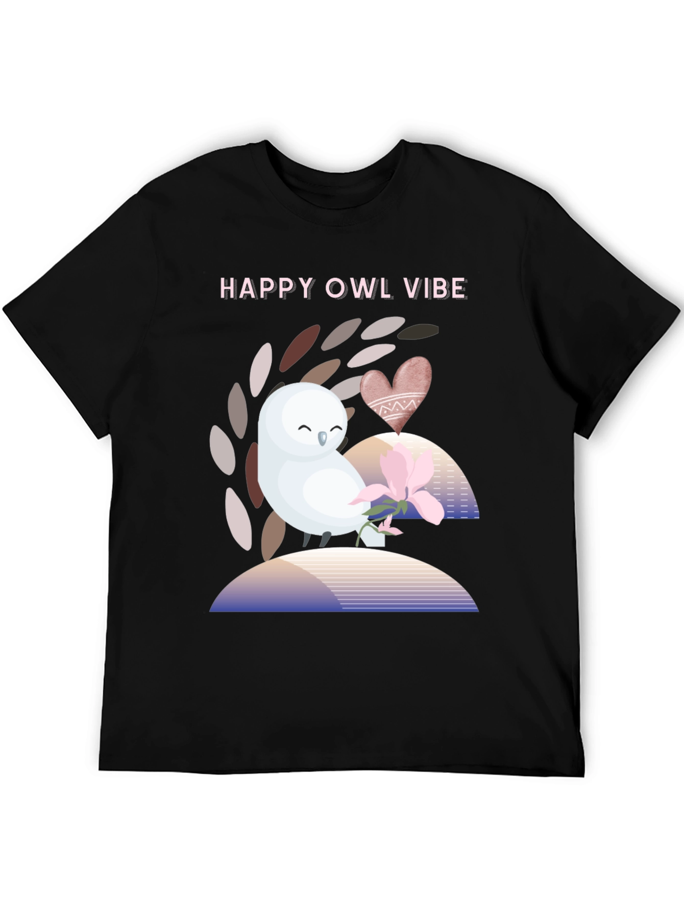 Black Happy Owl Vibe Graphic T-Shirt - Unisex view 5