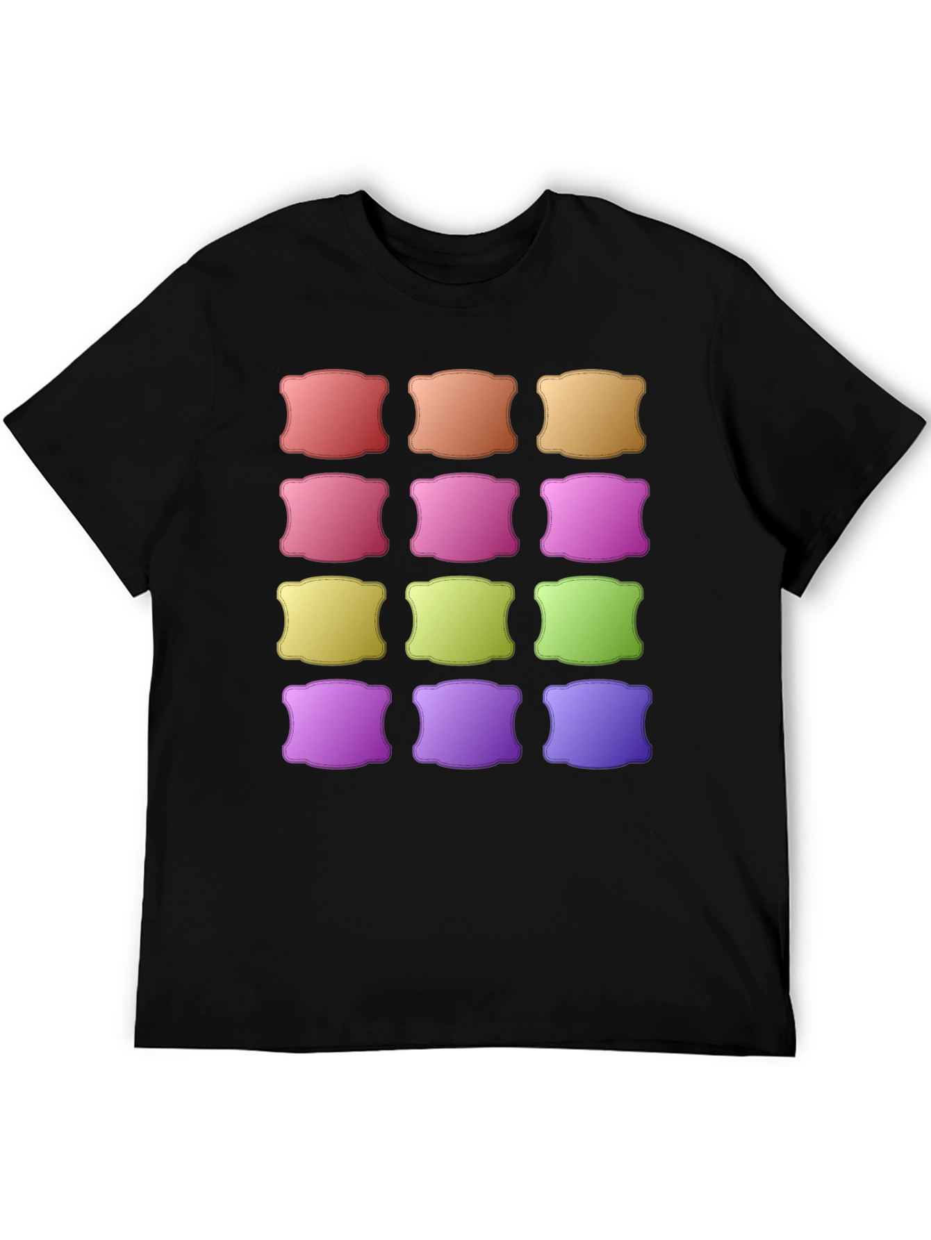 Black Colorful Pillow Pattern Black T-Shirt view 5