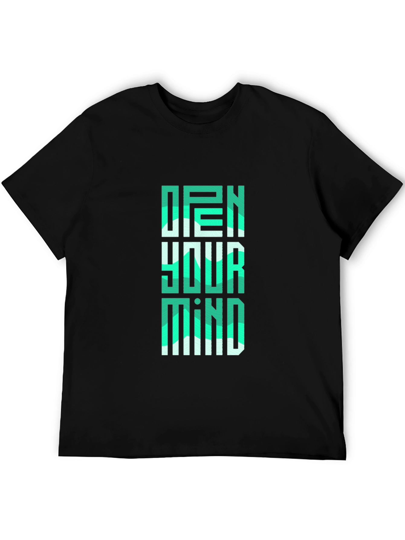 Black Open Your Mind Graphic Tee - Stylish Black T-Shirt view 5
