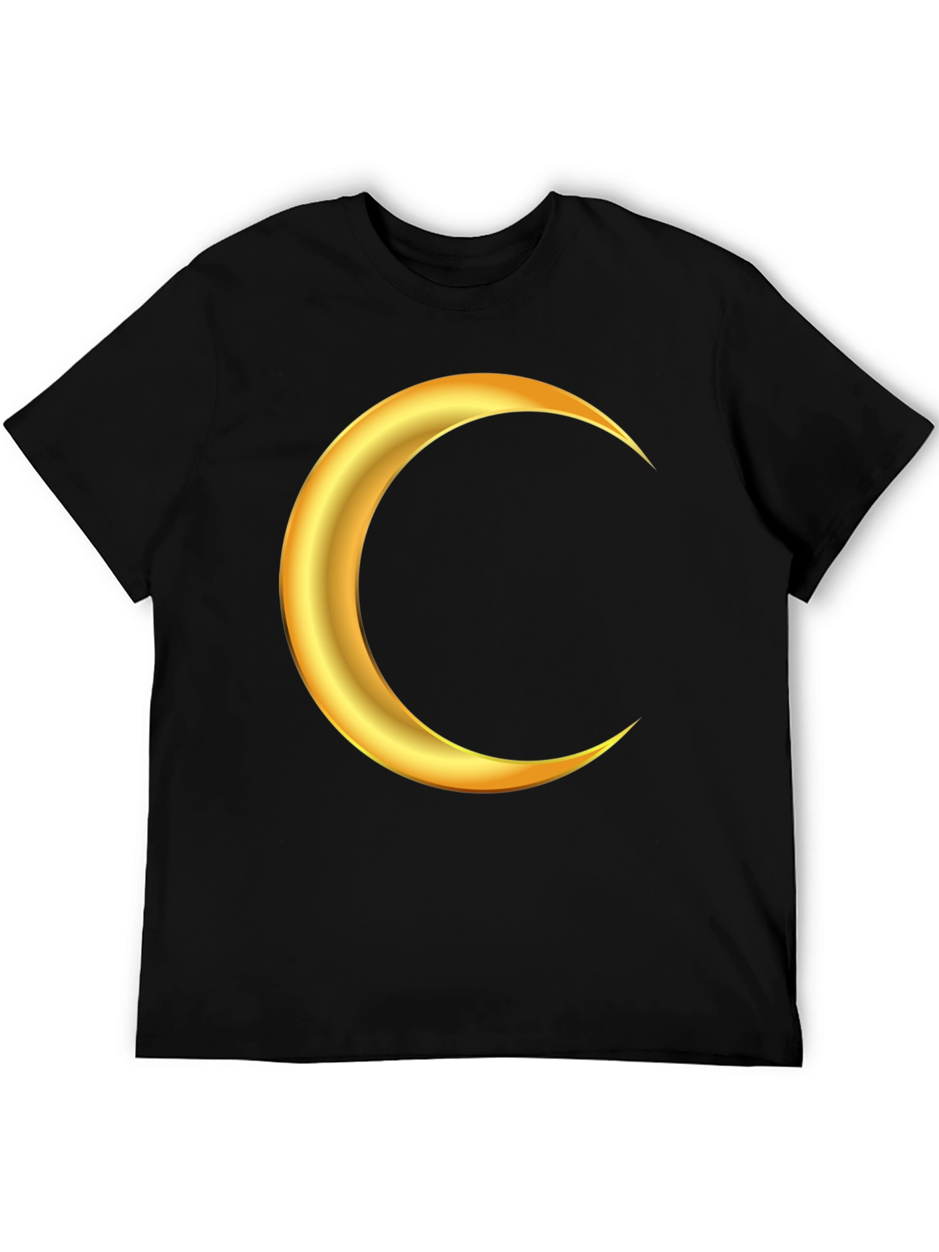 Black Golden Crescent Moon Graphic Black T-Shirt view 5