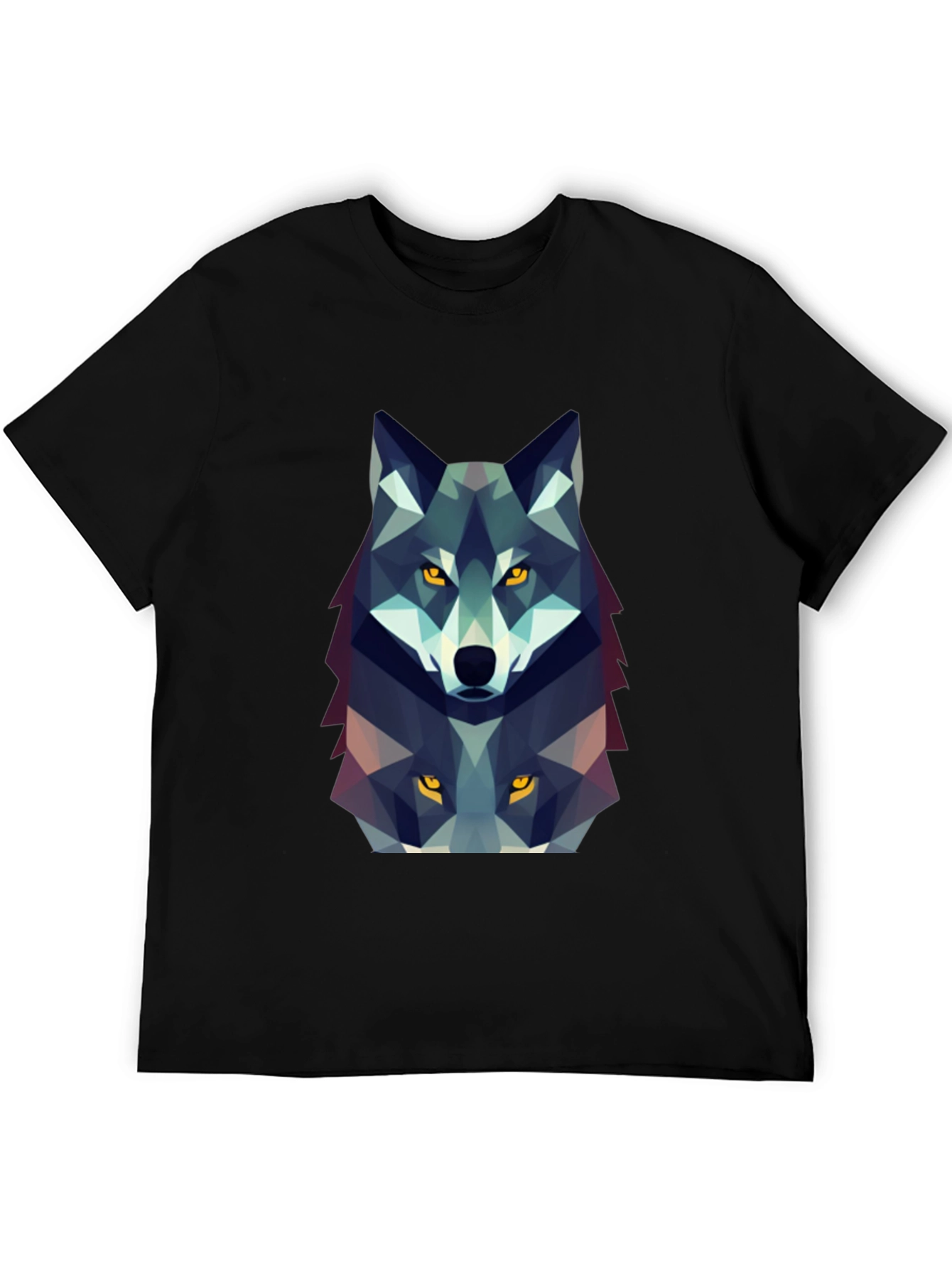 Black Geometric Wolf Graphic Tee - Black view 5