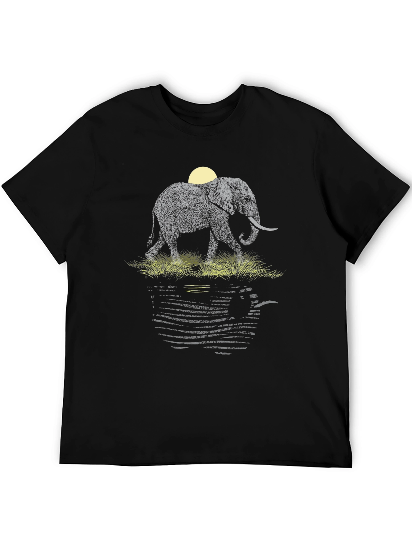Black Elephant Reflection Graphic Tee - Unique Design view 5
