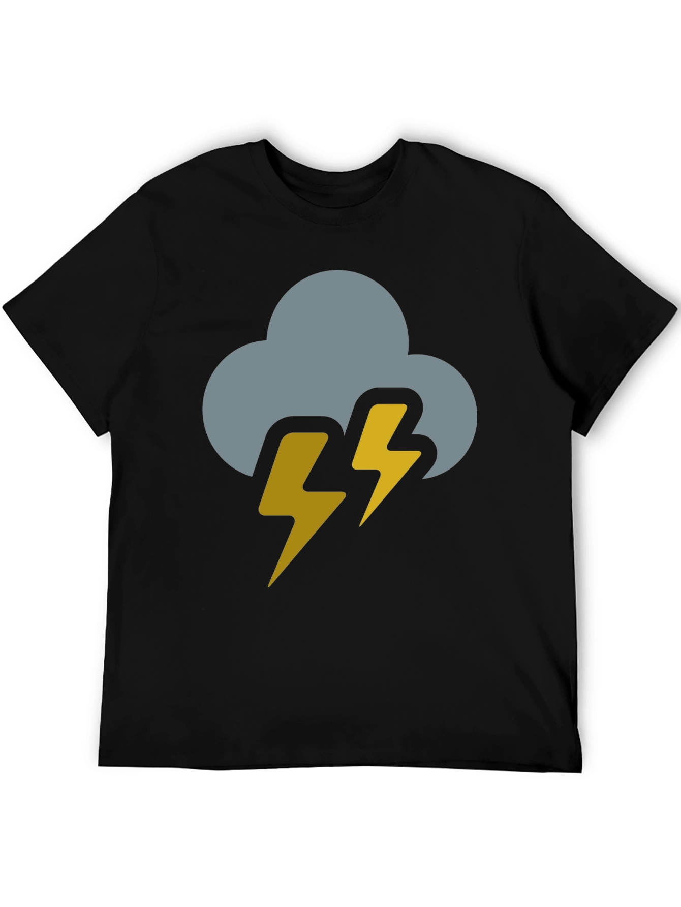Black Storm Cloud Lightning Bolt Black T-Shirt view 5