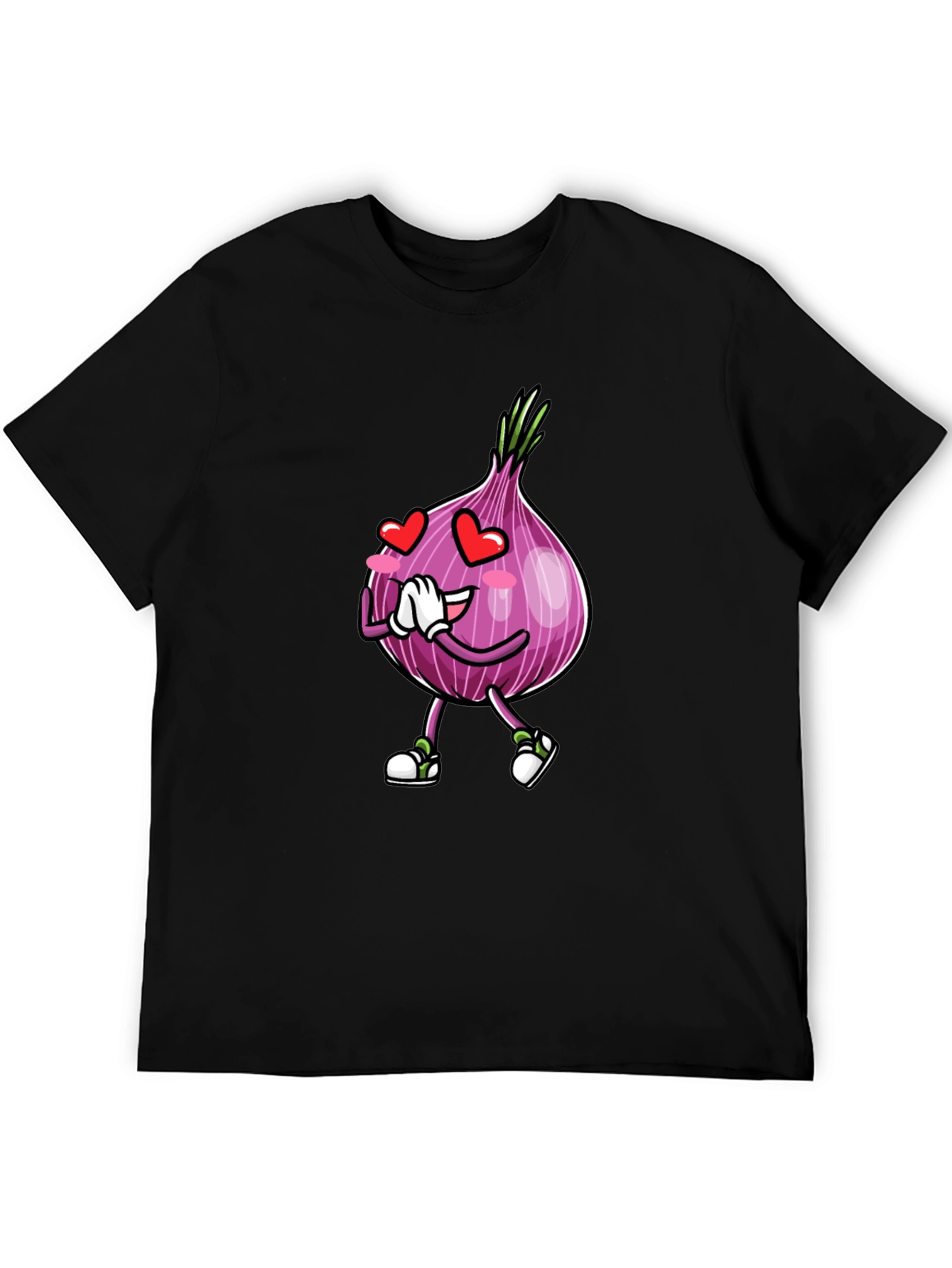 Black Cartoon Onion Love Black T-Shirt view 5