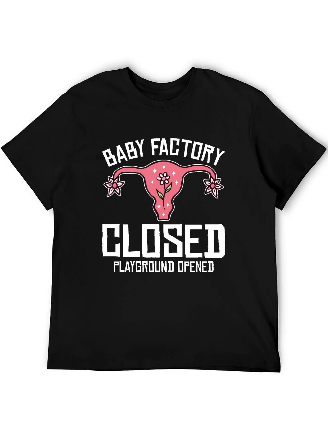 Black Baby Factory Closed T-Shirt: Playground Opened Humor Tee view 5