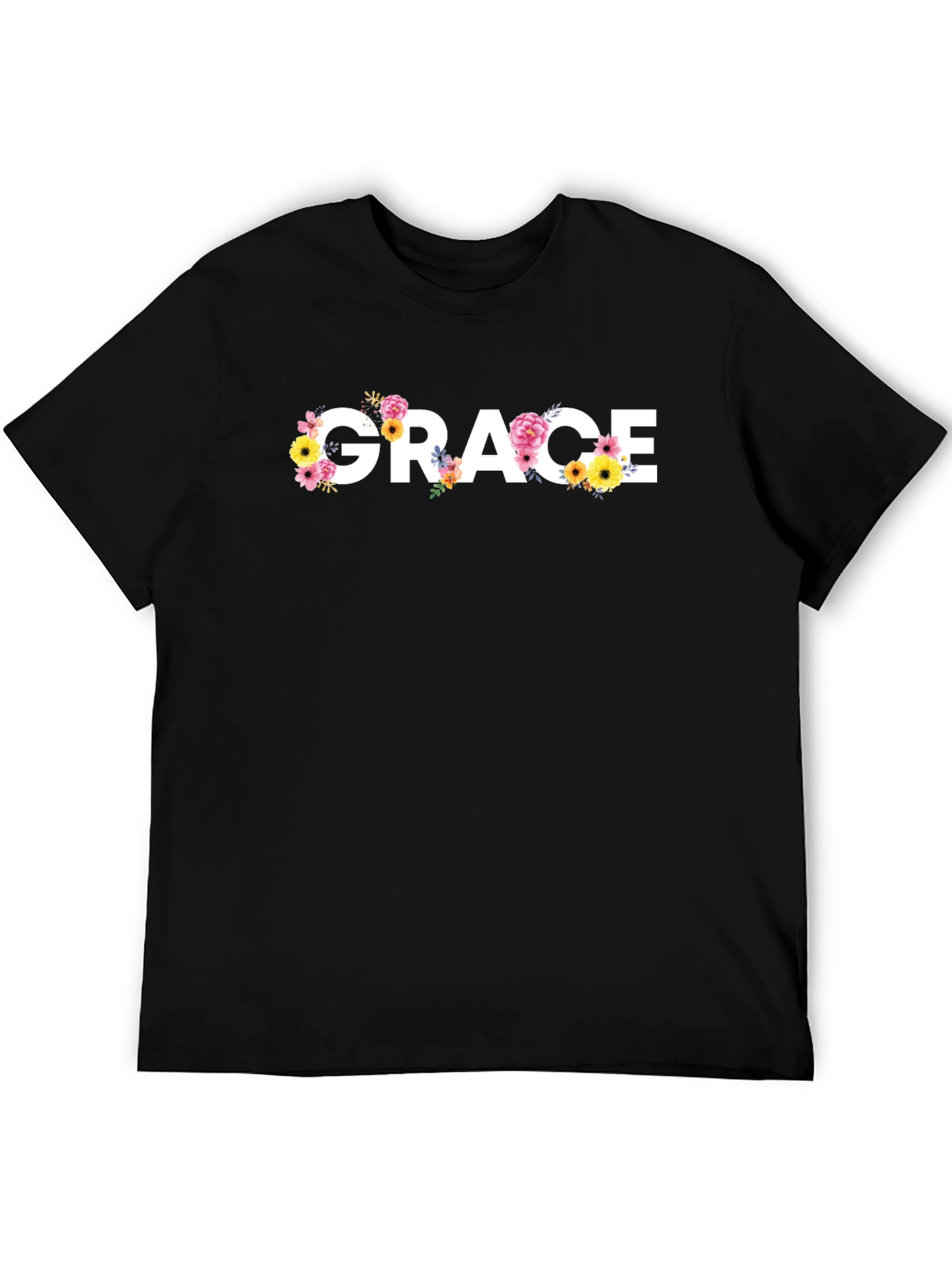 Black Grace Floral T-Shirt - Unisex Casual Tee view 5