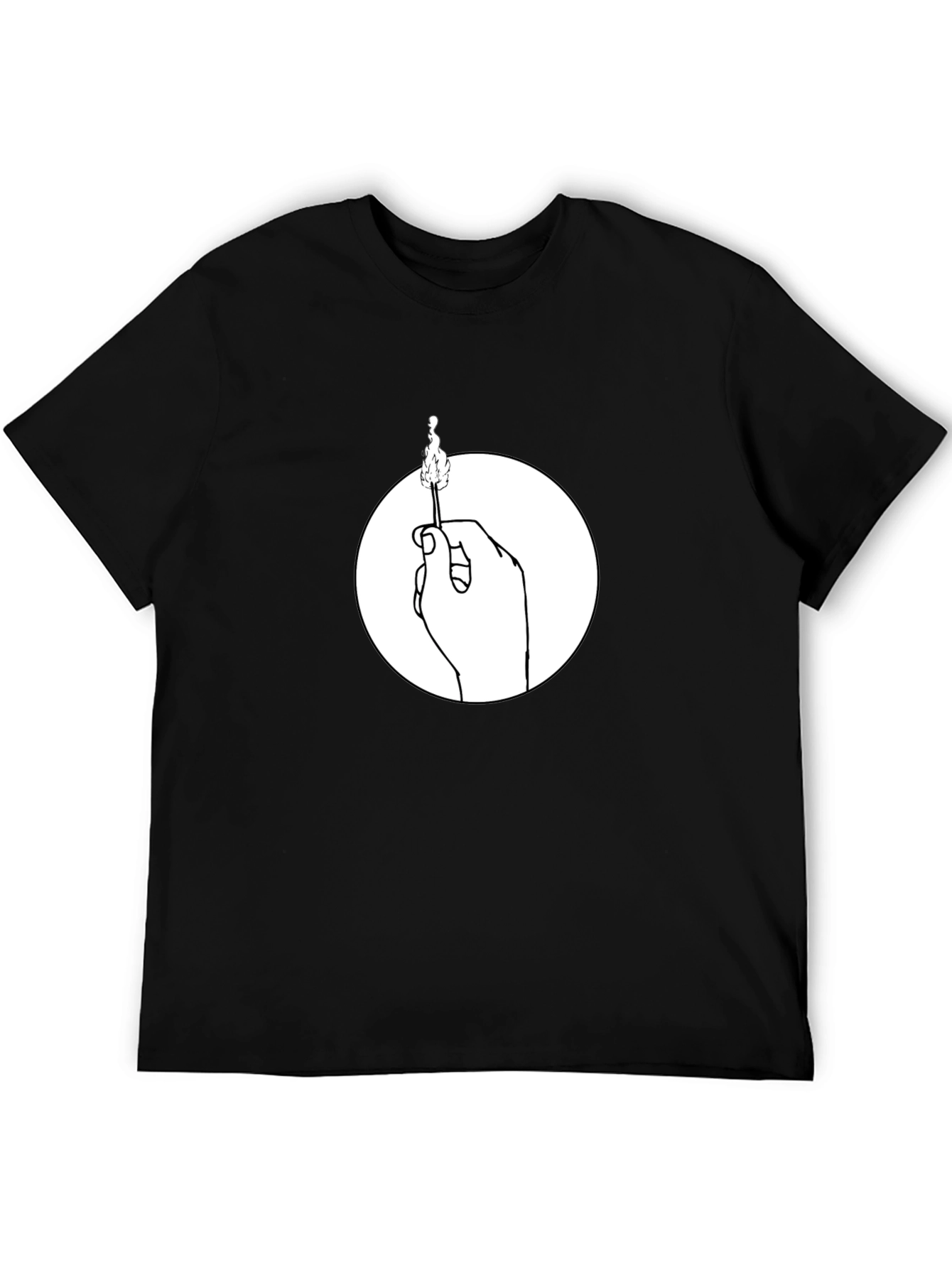 Black Hand Holding a Match Graphic T-Shirt view 5