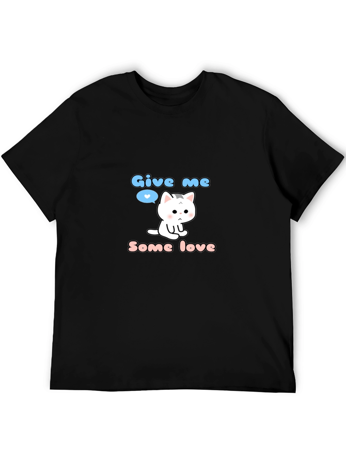 Black Cute Kitten 'Give Me Some Love' Graphic T-Shirt view 5