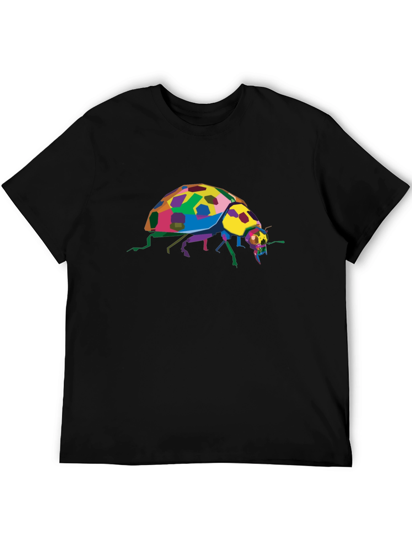 Black Colorful Ladybug Graphic Tee - Unique Insect Design view 5