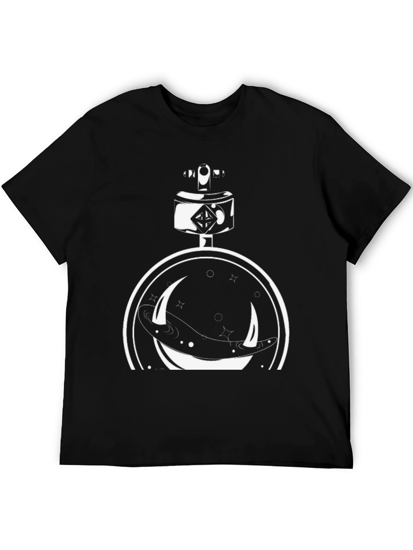 Black Celestial Moon Pocket Watch Black T-Shirt view 5