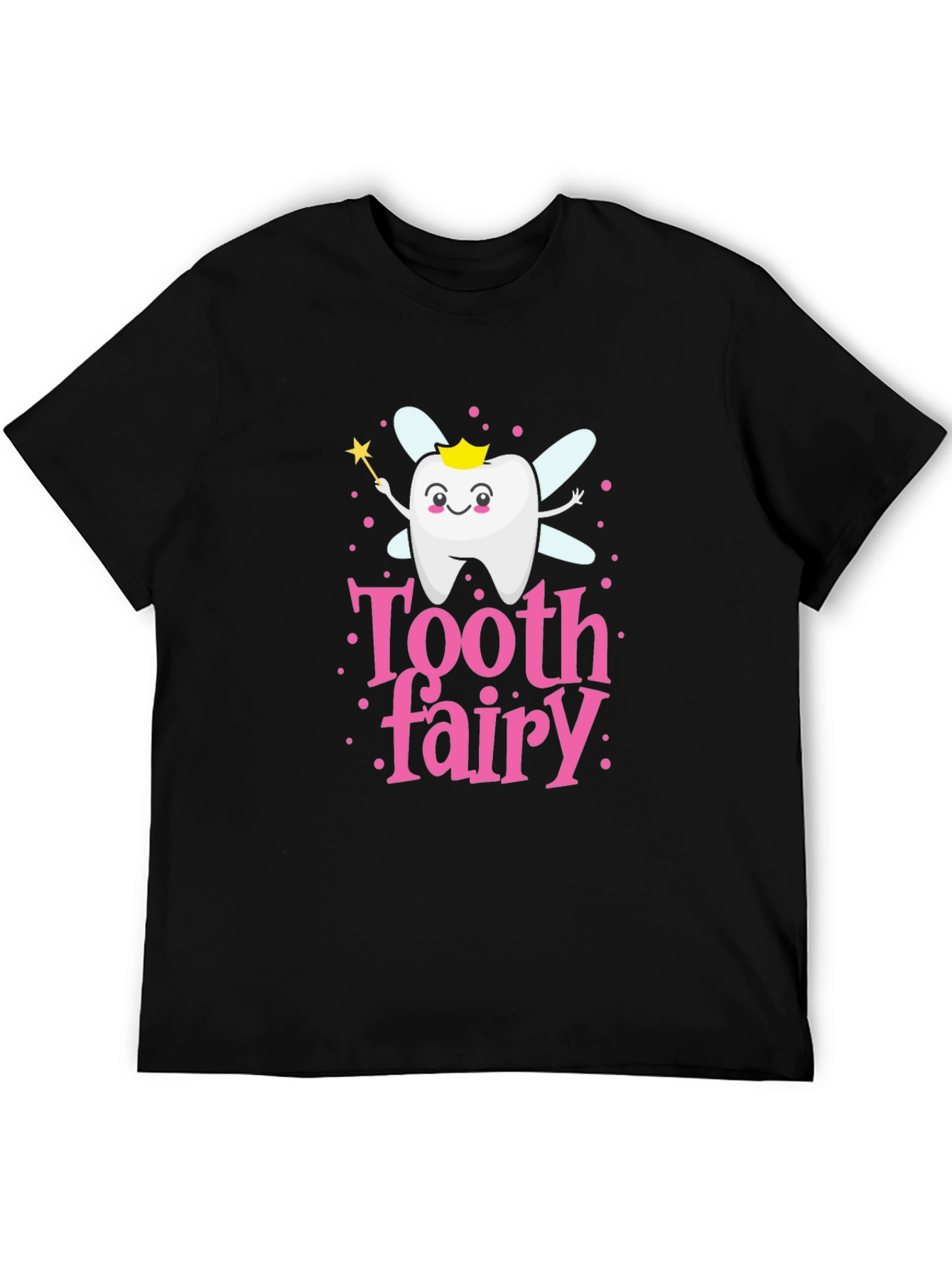 Black Tooth Fairy Cartoon T-Shirt Cute Dental Hygiene Tee view 5