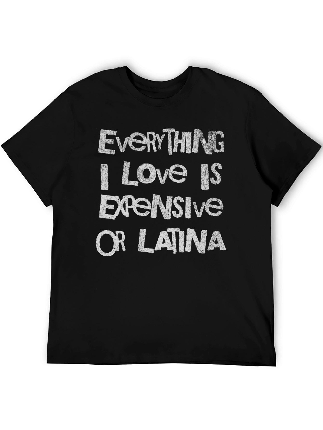 Black Funny Men's Graphic Tee - Everything Expensive or Latina view 5