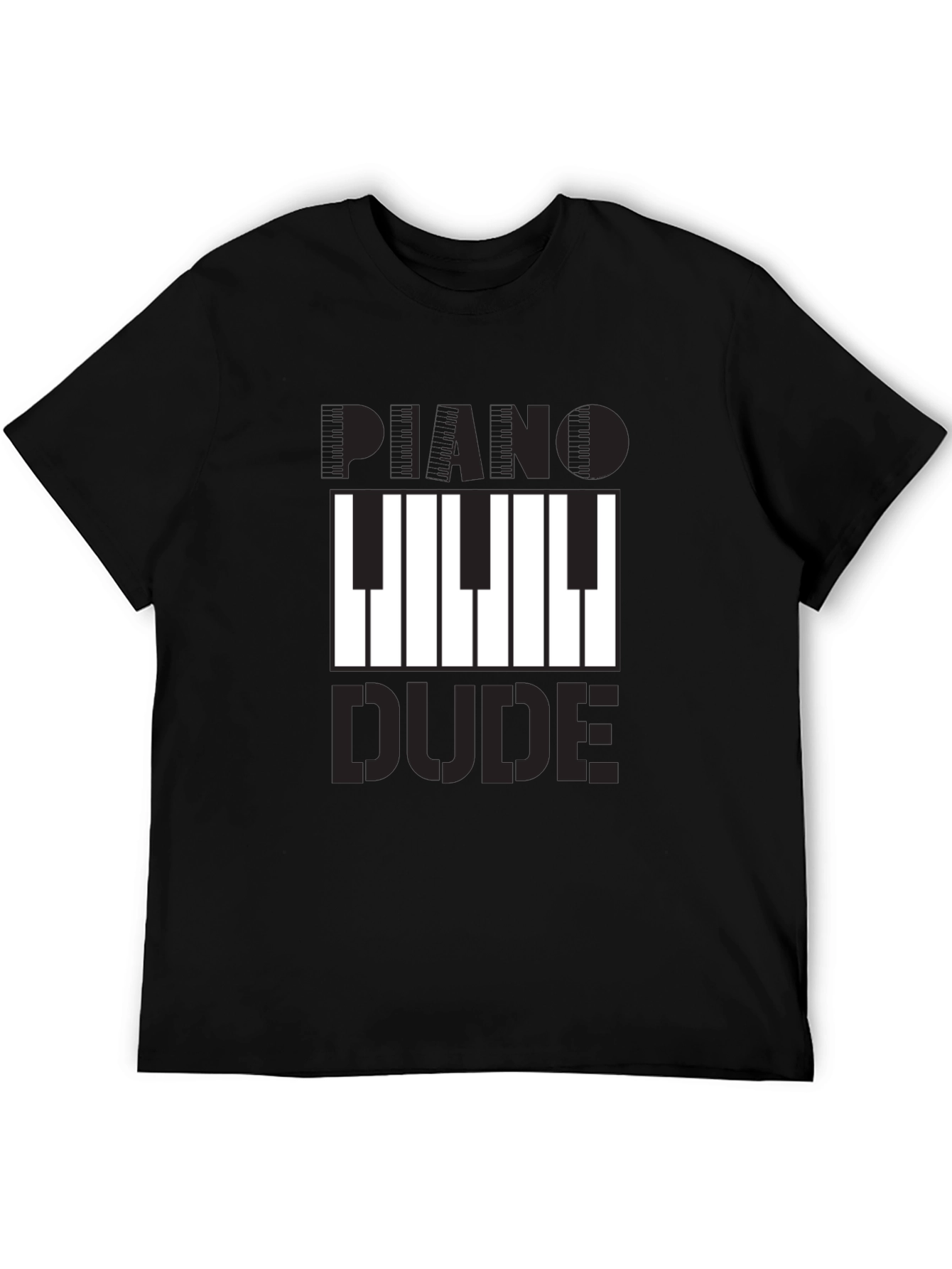 Black Piano Dude Graphic T-Shirt - Black Cotton Tee view 5