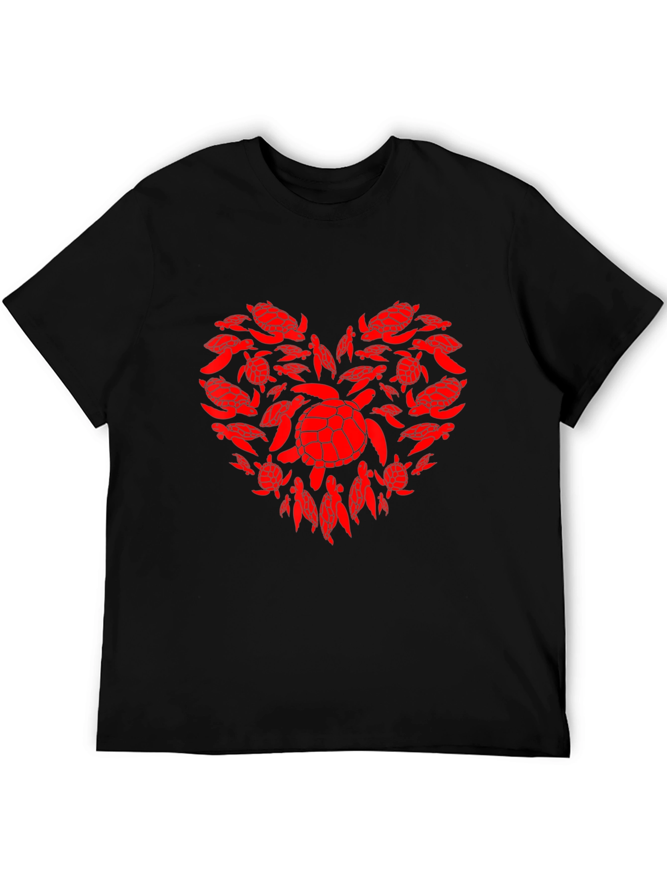 Black Turtle Heart Graphic Tee - Black Cotton Casual T-Shirt view 5
