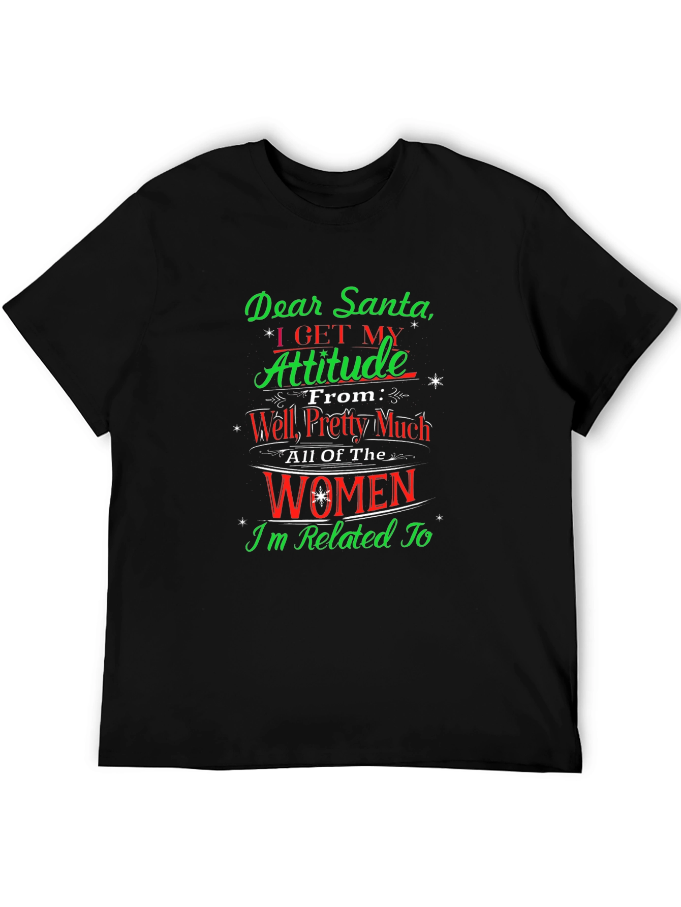 Black Funny Dear Santa Women Related To Graphic T-Shirt view 5