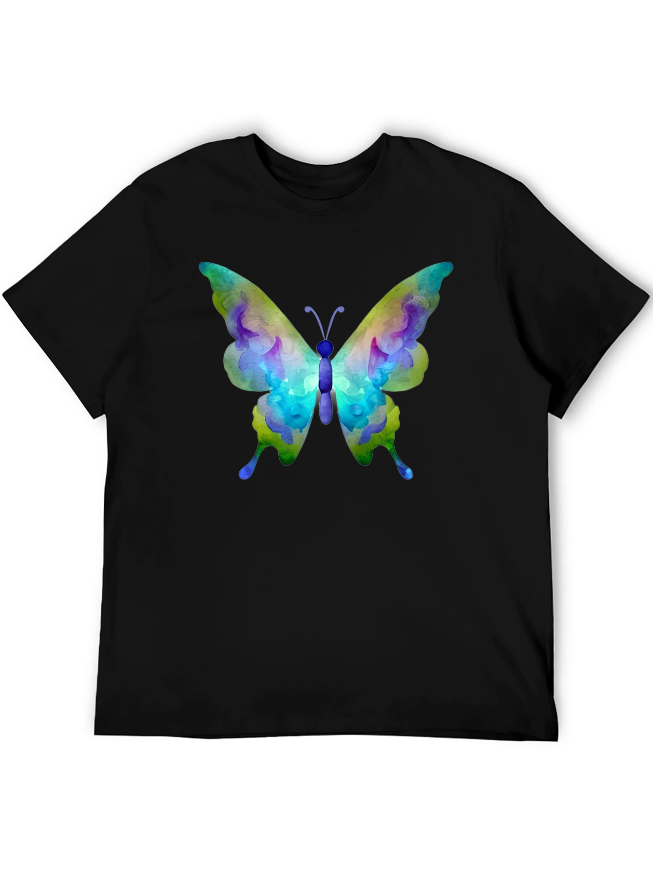 Black Watercolor Butterfly Graphic Black T-Shirt view 5