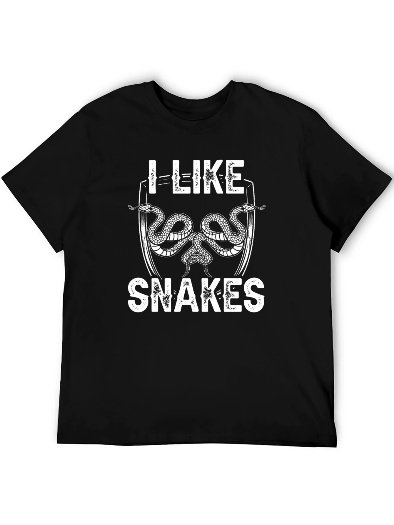 Black I Like Snakes T-Shirt - Black Cotton Snake Lover Tee view 5