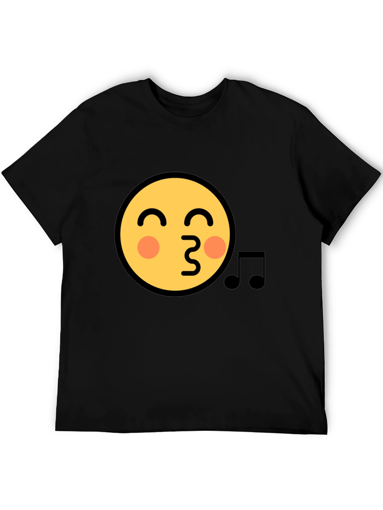Black Emoji Face Kiss Music Note Black T-Shirt view 5