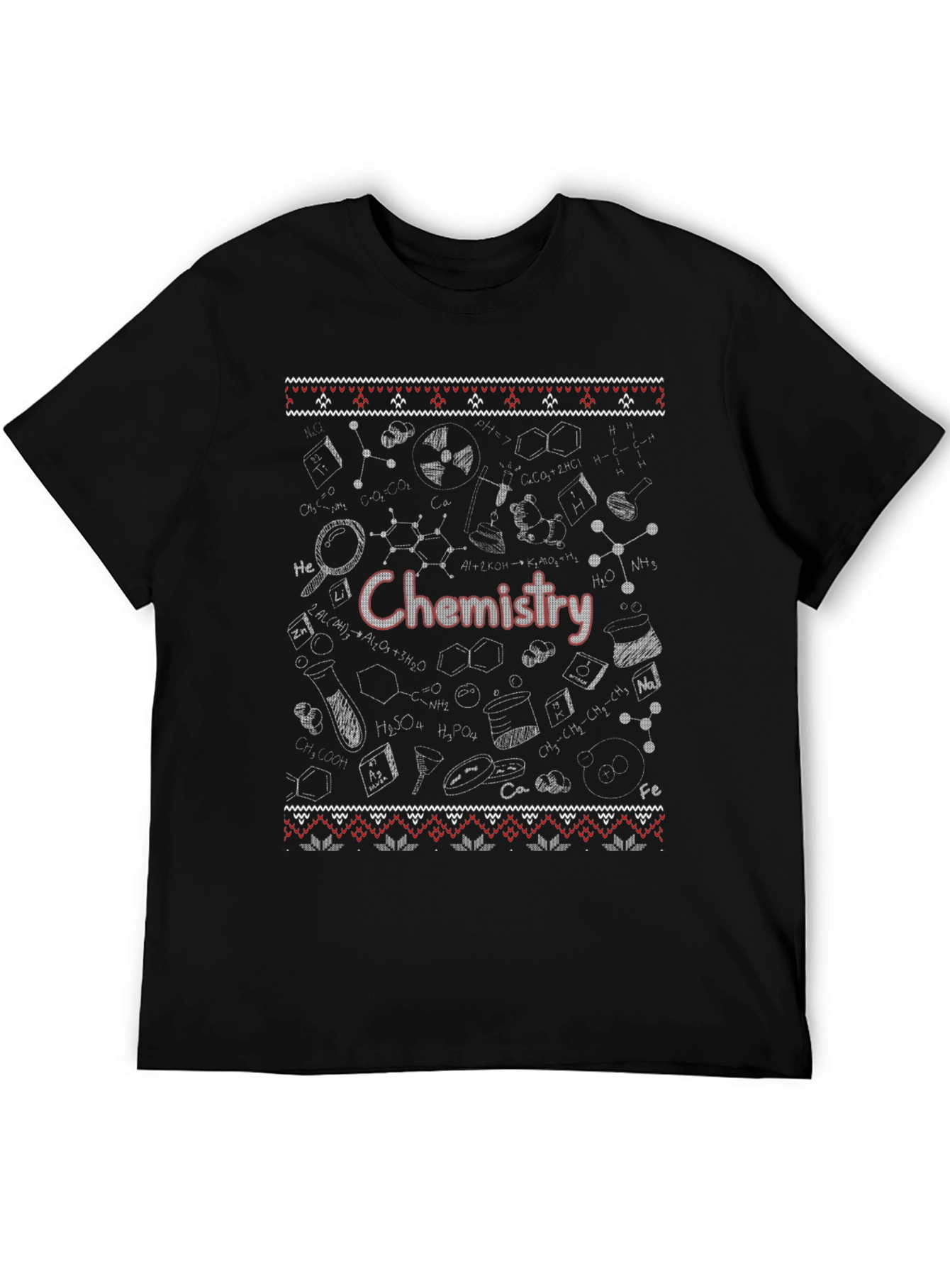 Black Chemistry Ugly Christmas Sweater Style T-Shirt view 5
