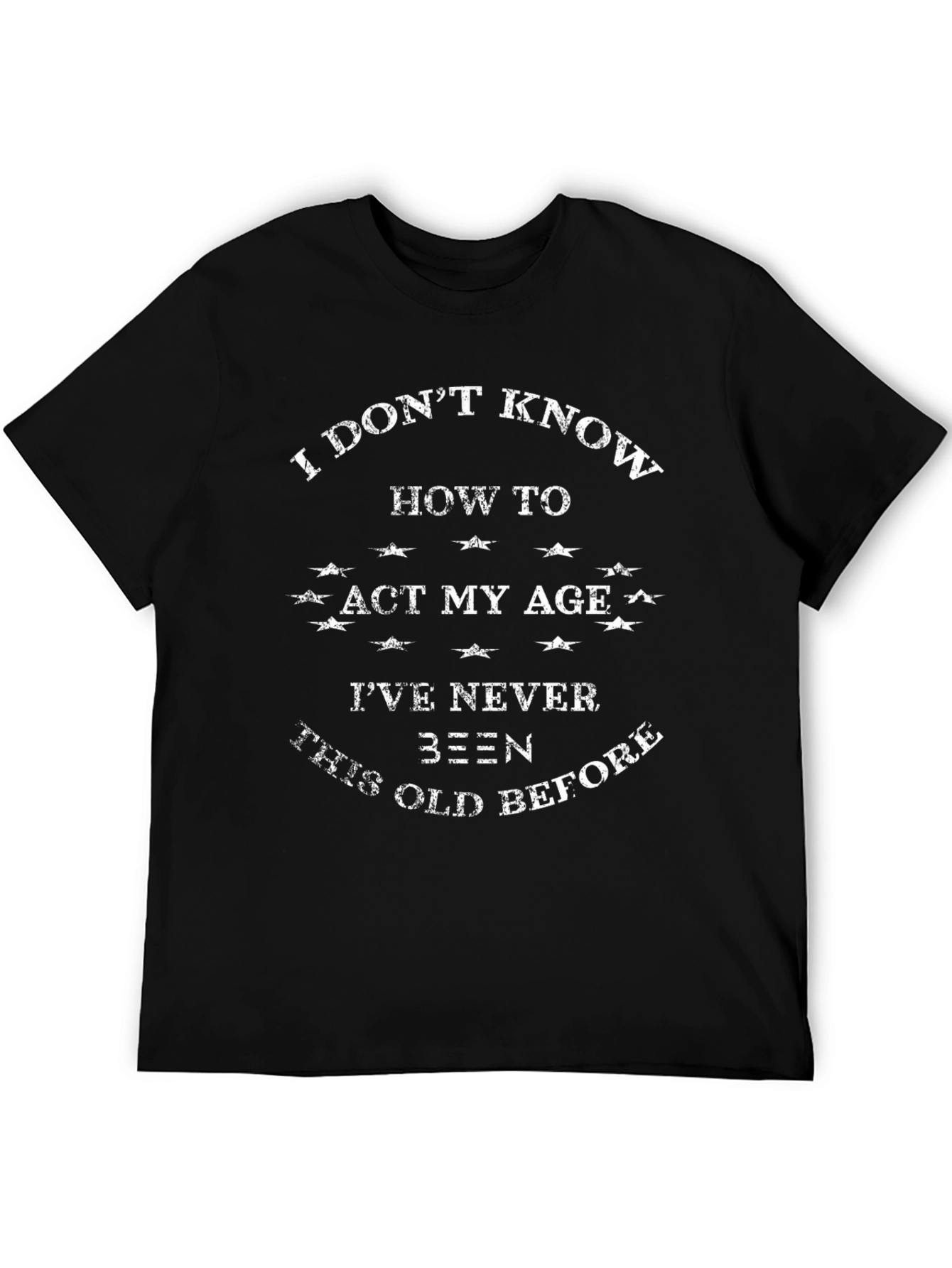 Black Funny "Act My Age" Graphic Tee - Black T-Shirt view 5