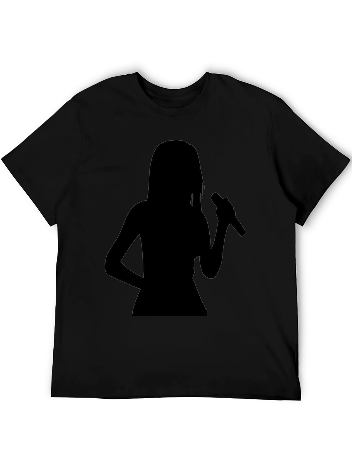 Black Silhouette Singer Graphic Tee - Black Cotton T-Shirt view 5