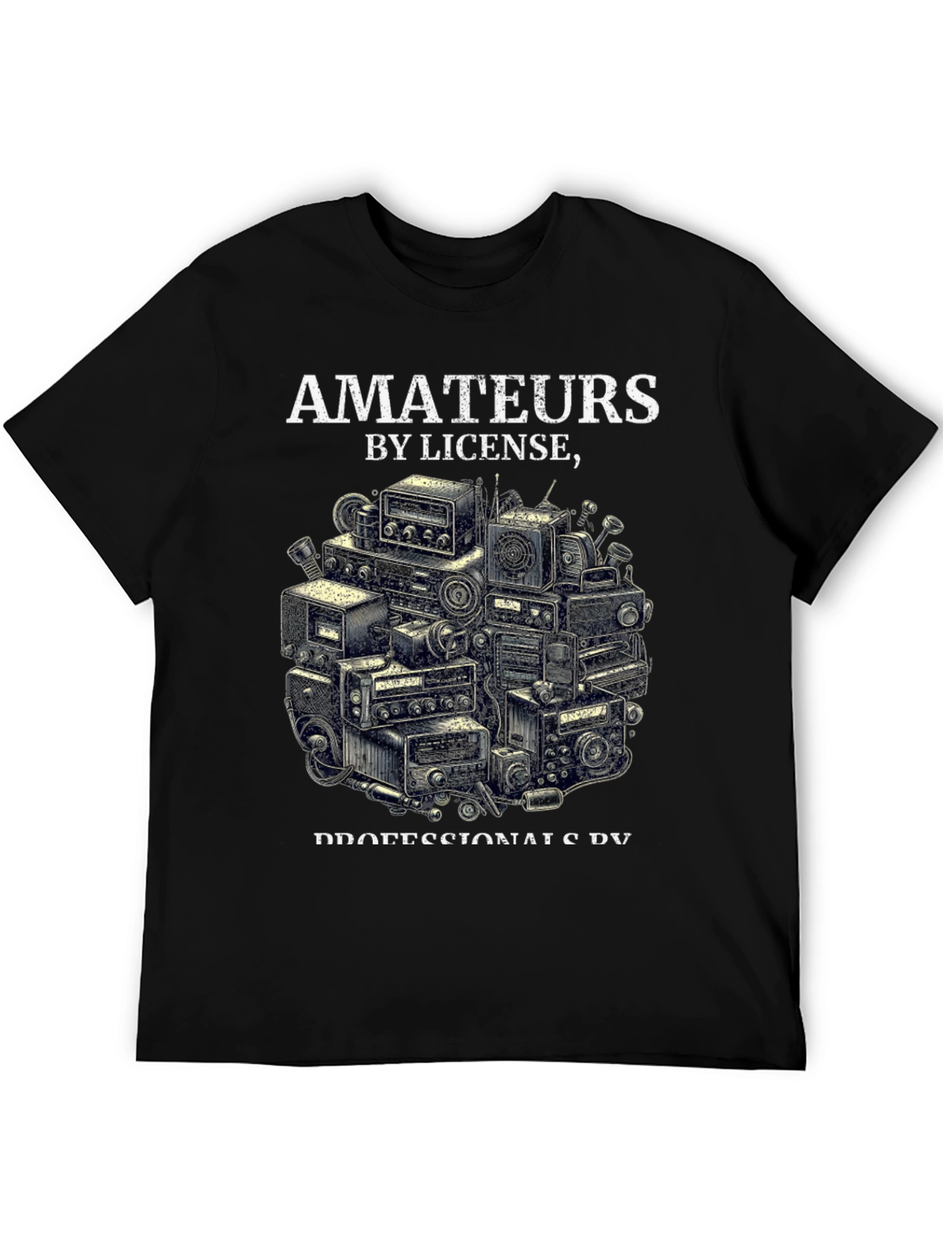 Black Amateurs by License T-Shirt - Ham Radio Operator Design view 5