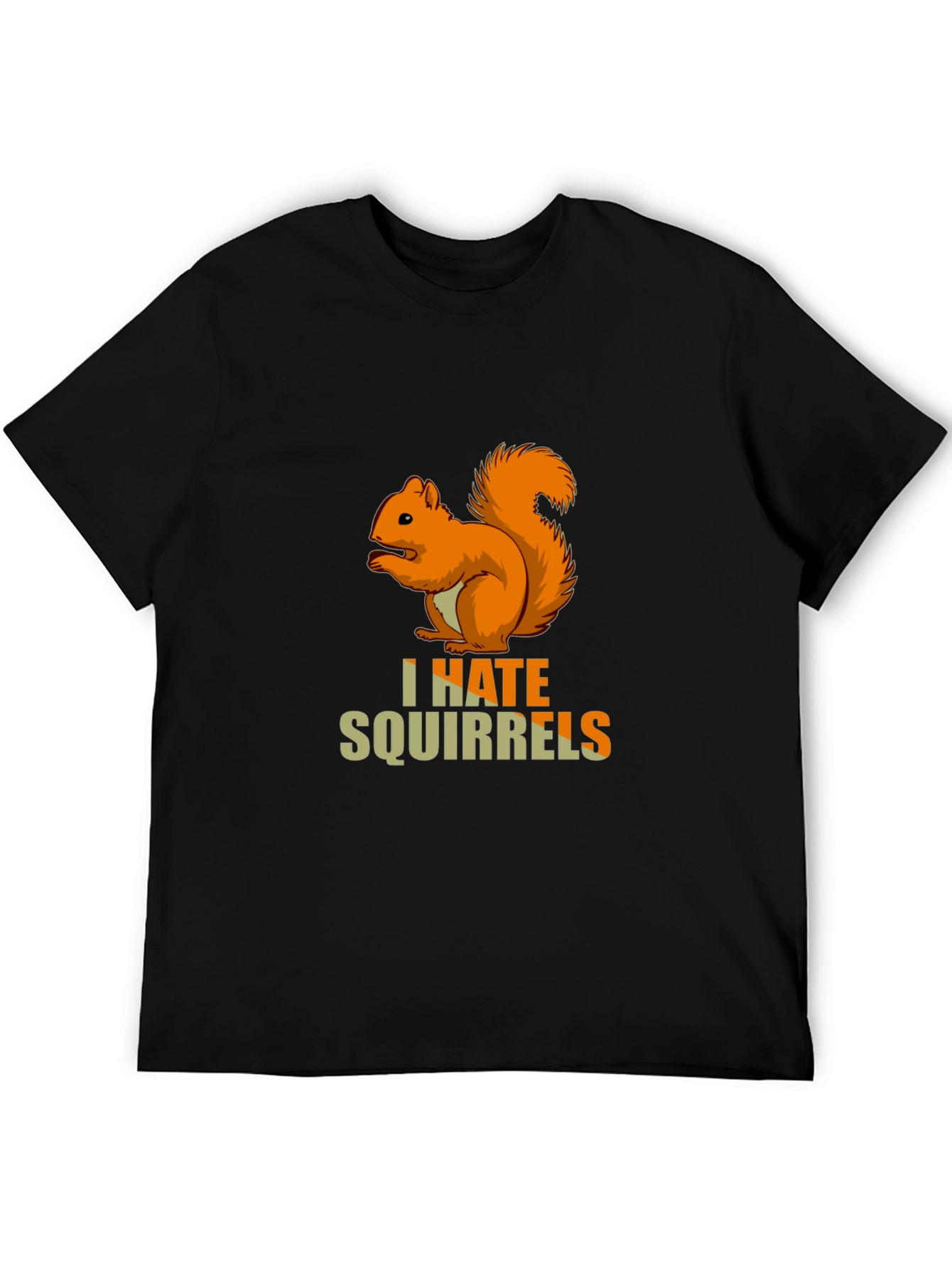 Black I Hate Squirrels Funny Graphic Tee view 5