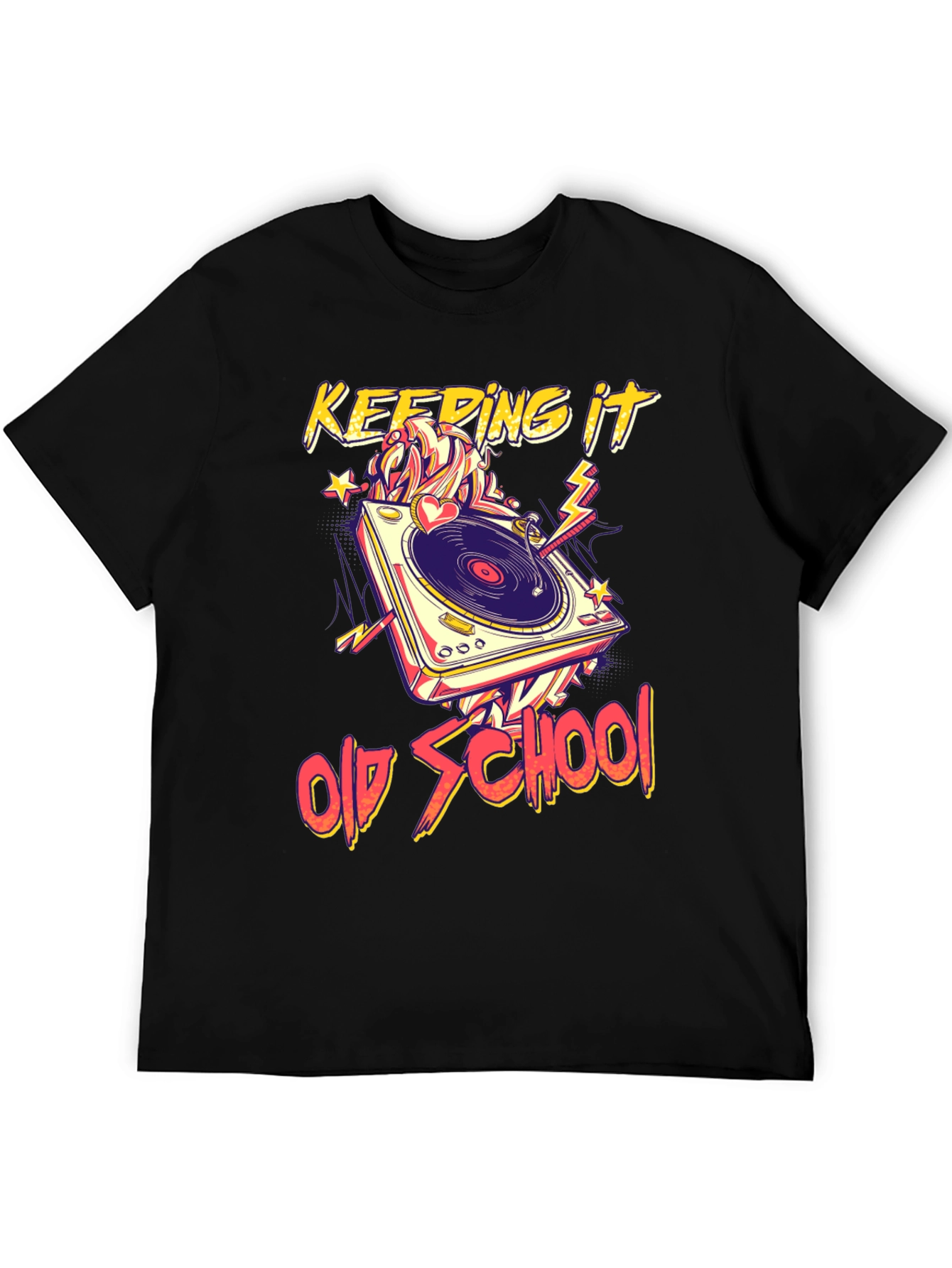 Black Keeping It Old School Turntable Graphic Tee view 5