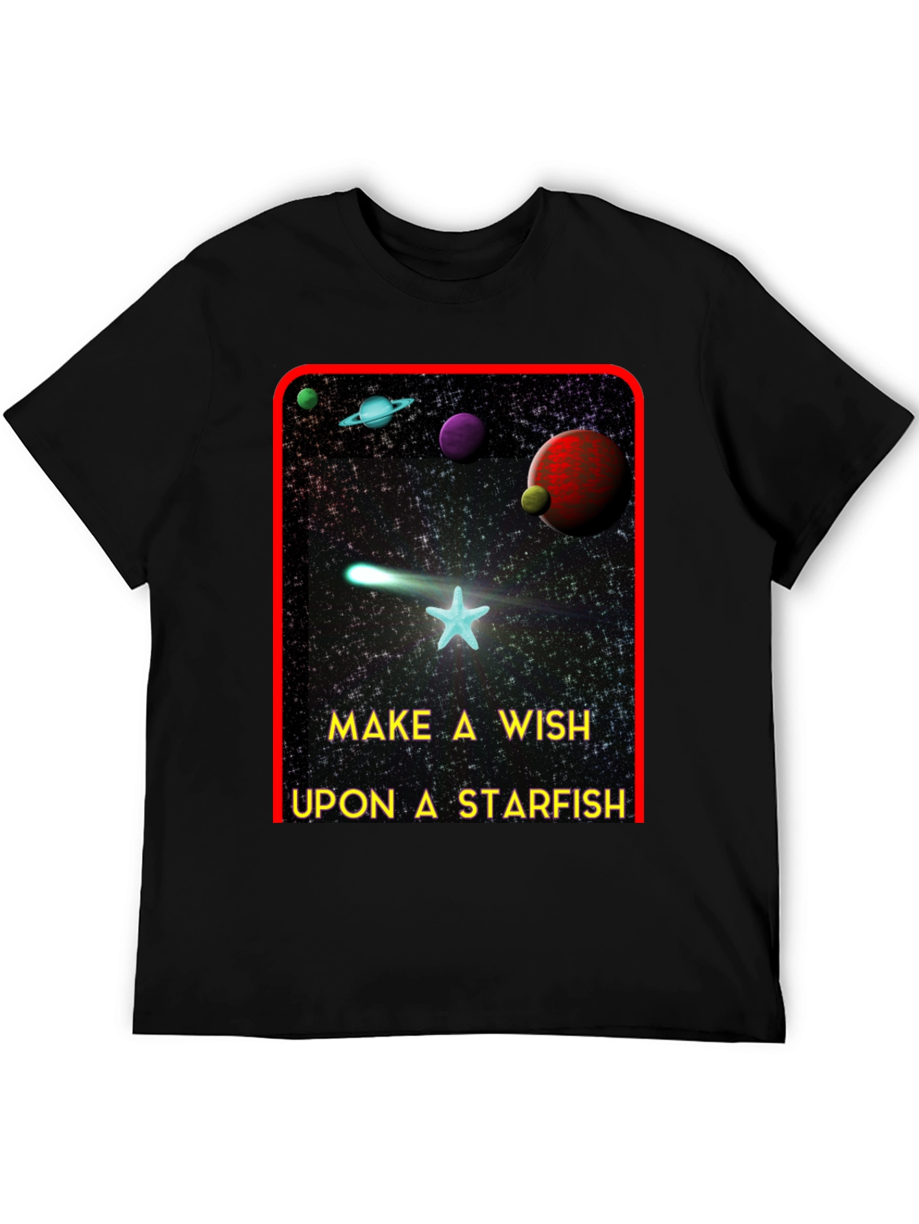 Black Make A Wish Starfish T-Shirt - Galaxy Design Tee view 5