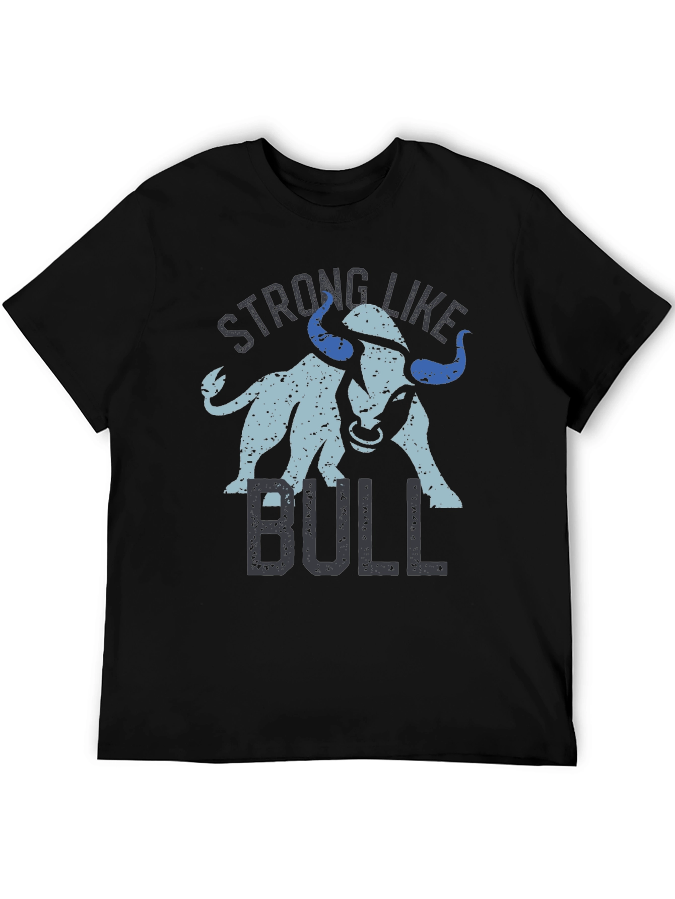 Black Strong Like Bull Graphic Tee - Black Cotton Blend T-Shirt view 5