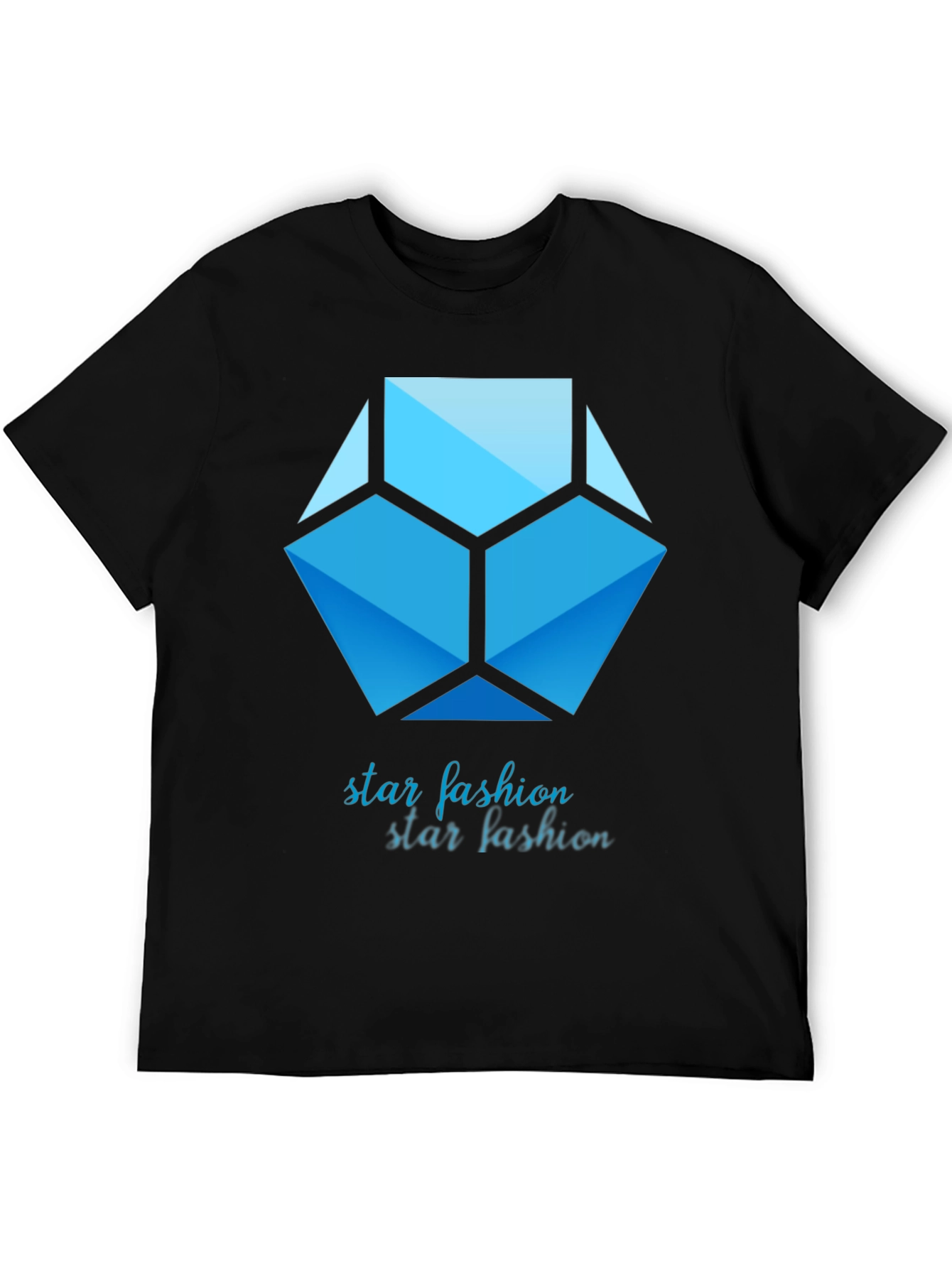 Black Geometric Star Fashion Graphic Print Tee view 5