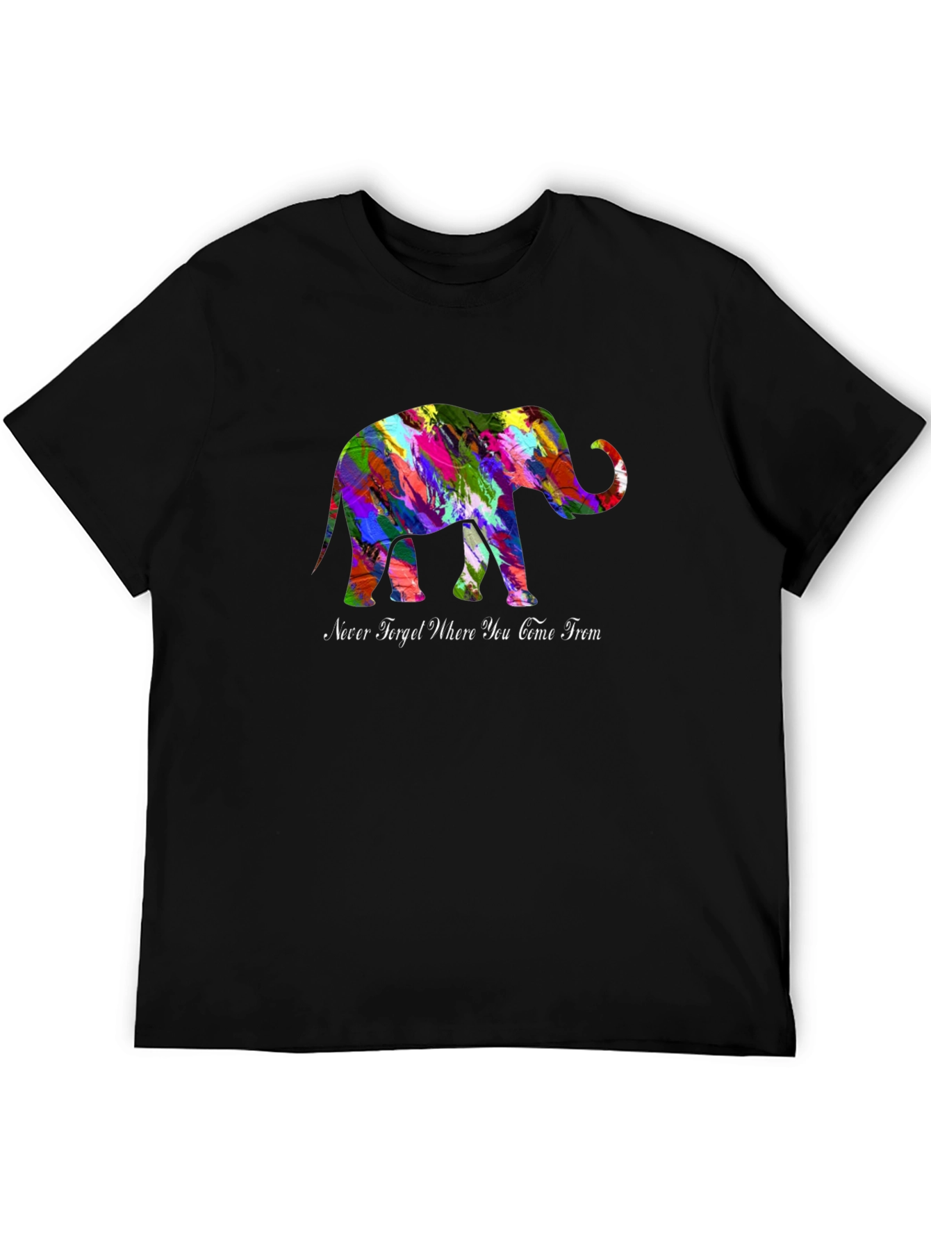 Black Colorful Elephant T-Shirt - Never Forget view 5