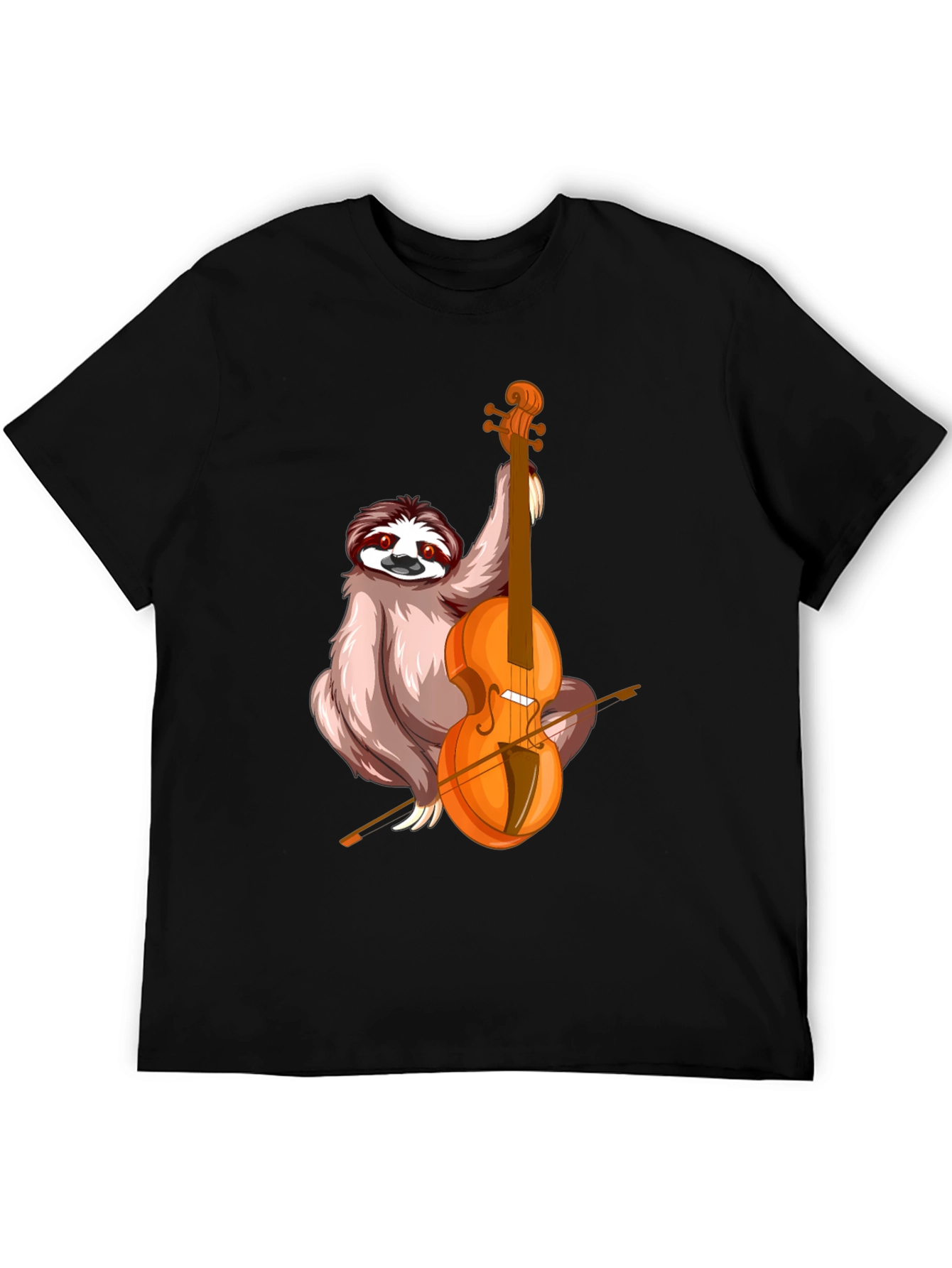 Black Sloth Playing Cello Graphic T-Shirt view 5