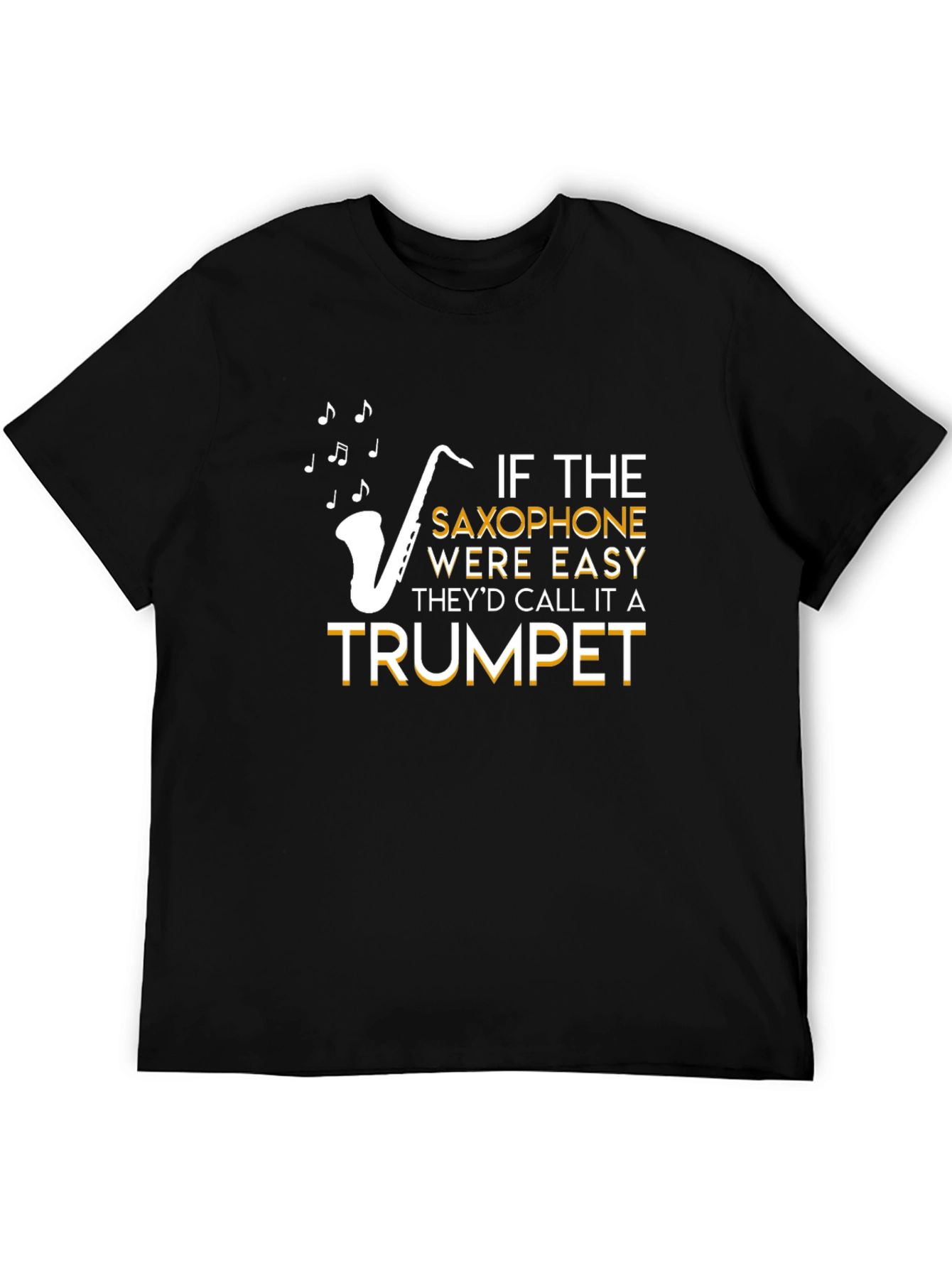 Black Saxophone Easy Trumpet T-Shirt view 5