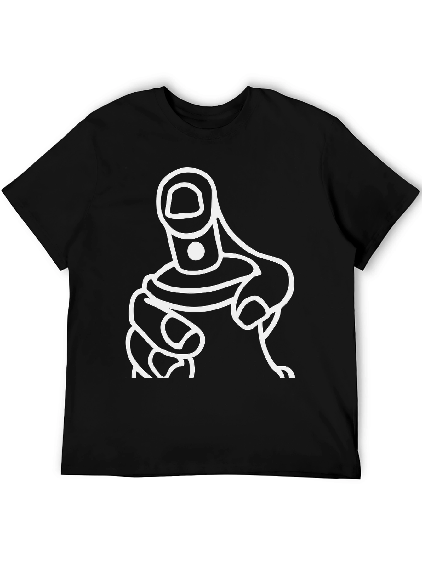 Black Pointing Finger Graphic Tee - Black Cotton Blend view 5