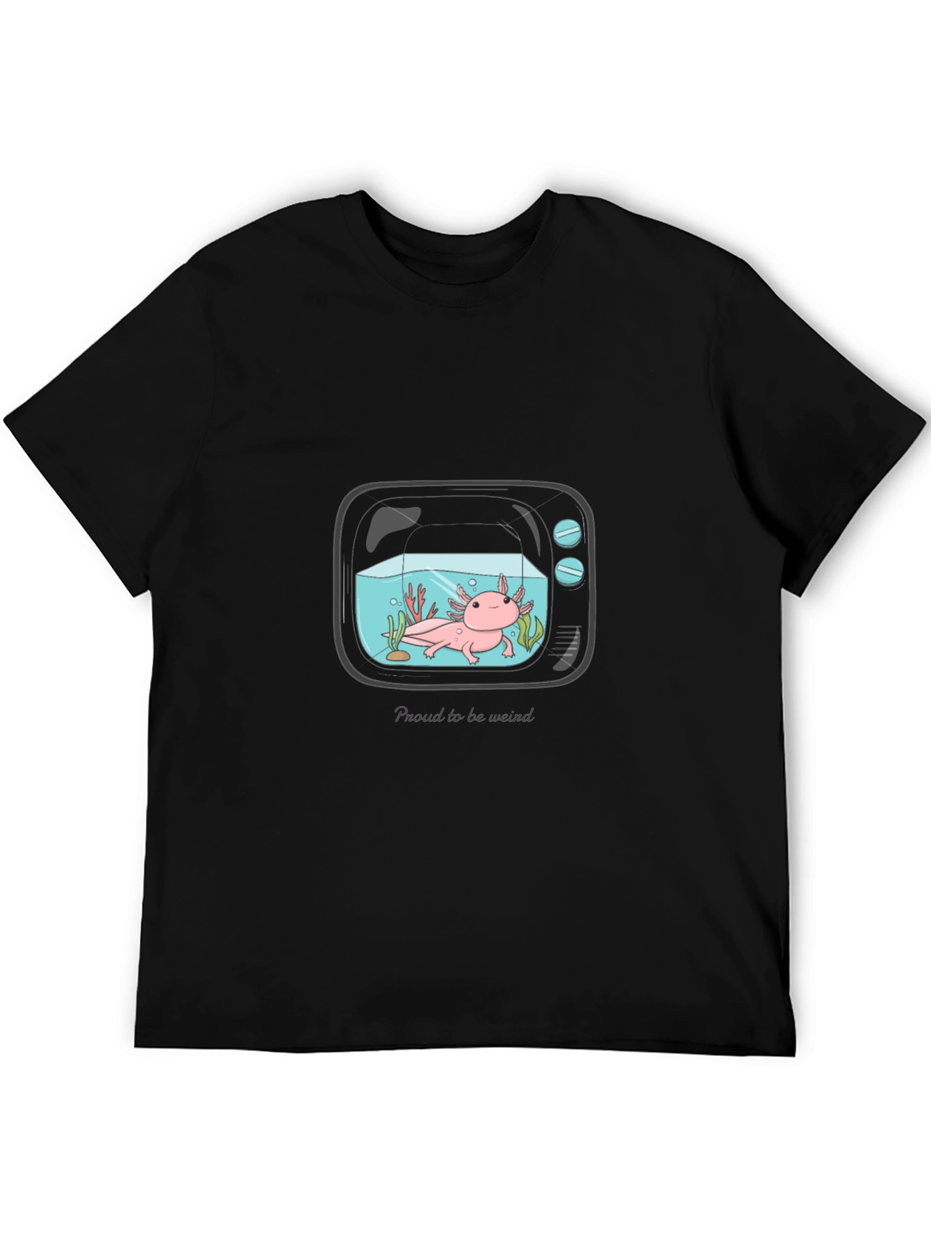 Black Proud to Be Weird Axolotl T-Shirt view 5