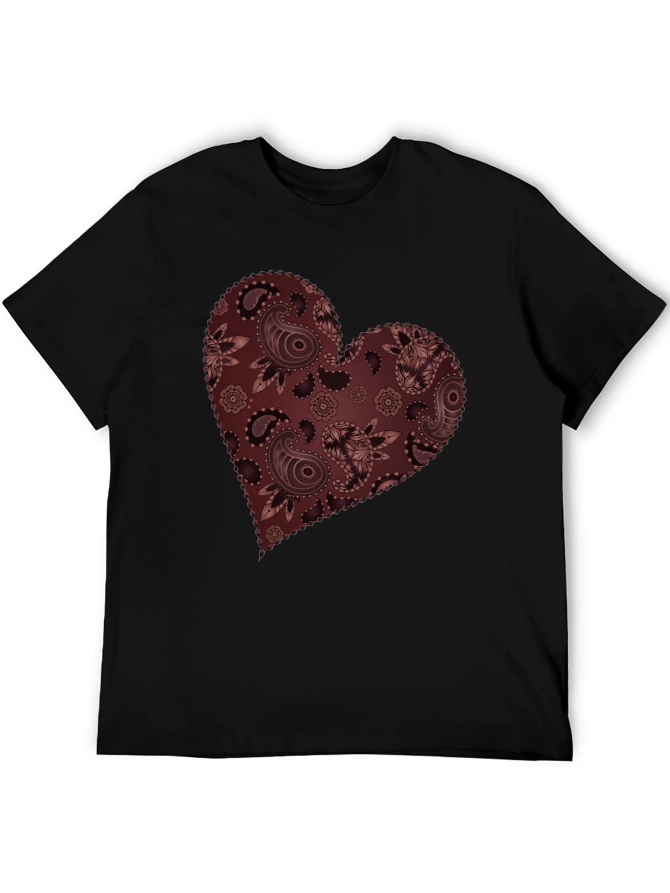 Black Paisley Heart Graphic Tee - Stylish Casual Wear view 5