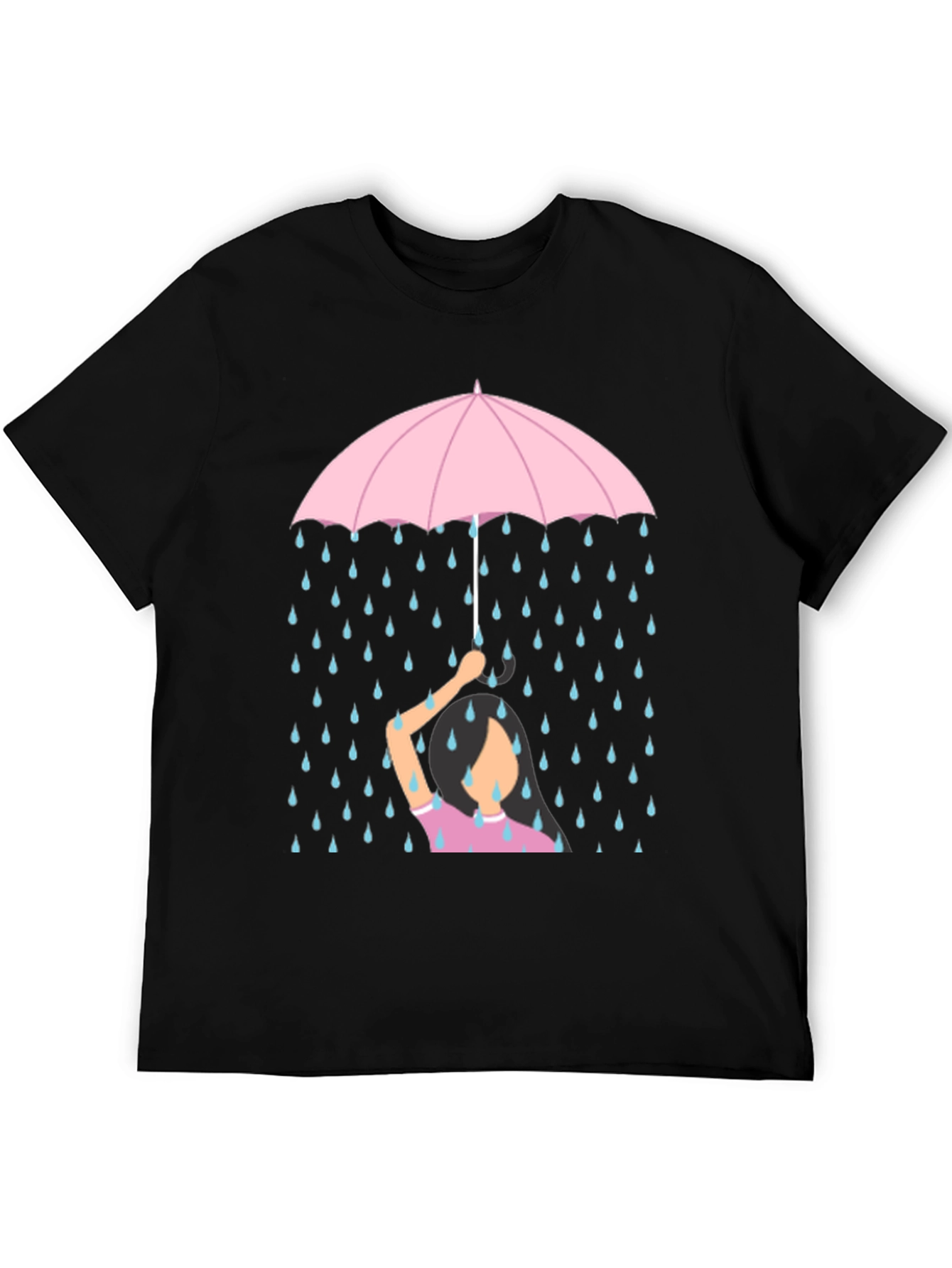 Black Rainy Day Umbrella T-Shirt - Comfort Fit Cotton Tee view 5