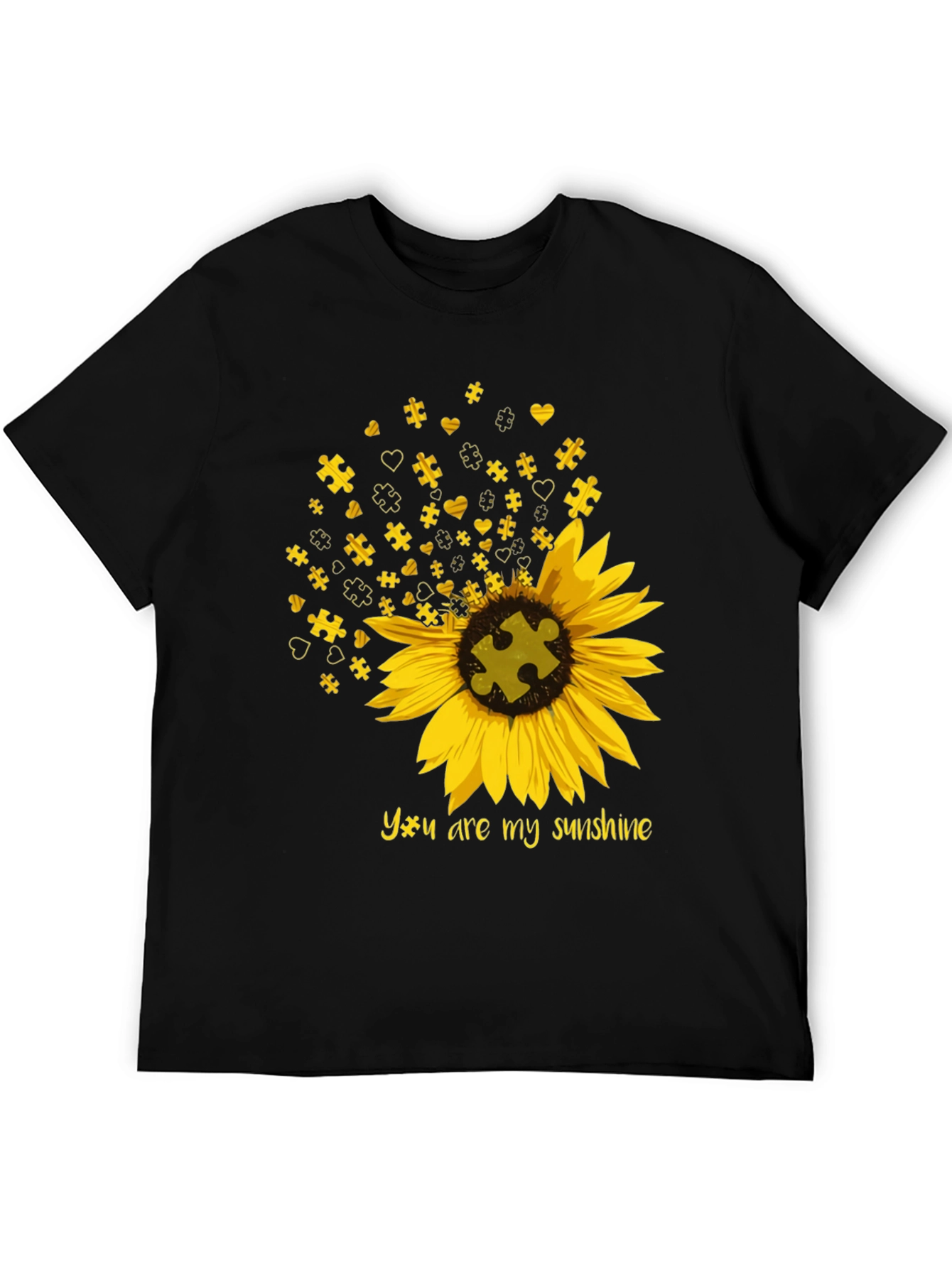 Black Autism Awareness Sunflower T-Shirt view 5