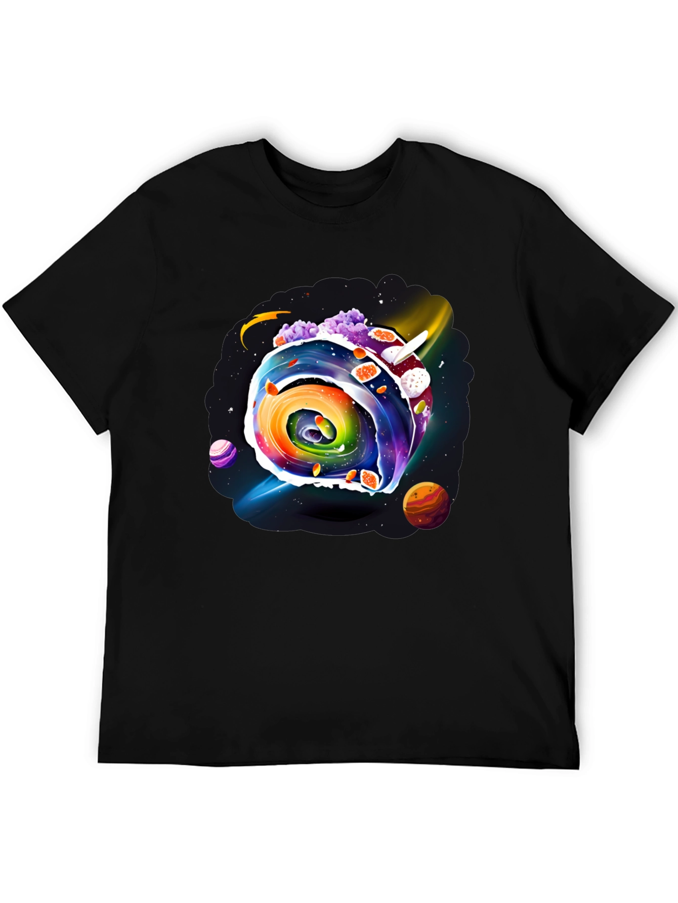 Black Colorful Galaxy Swirl Graphic Tee view 5